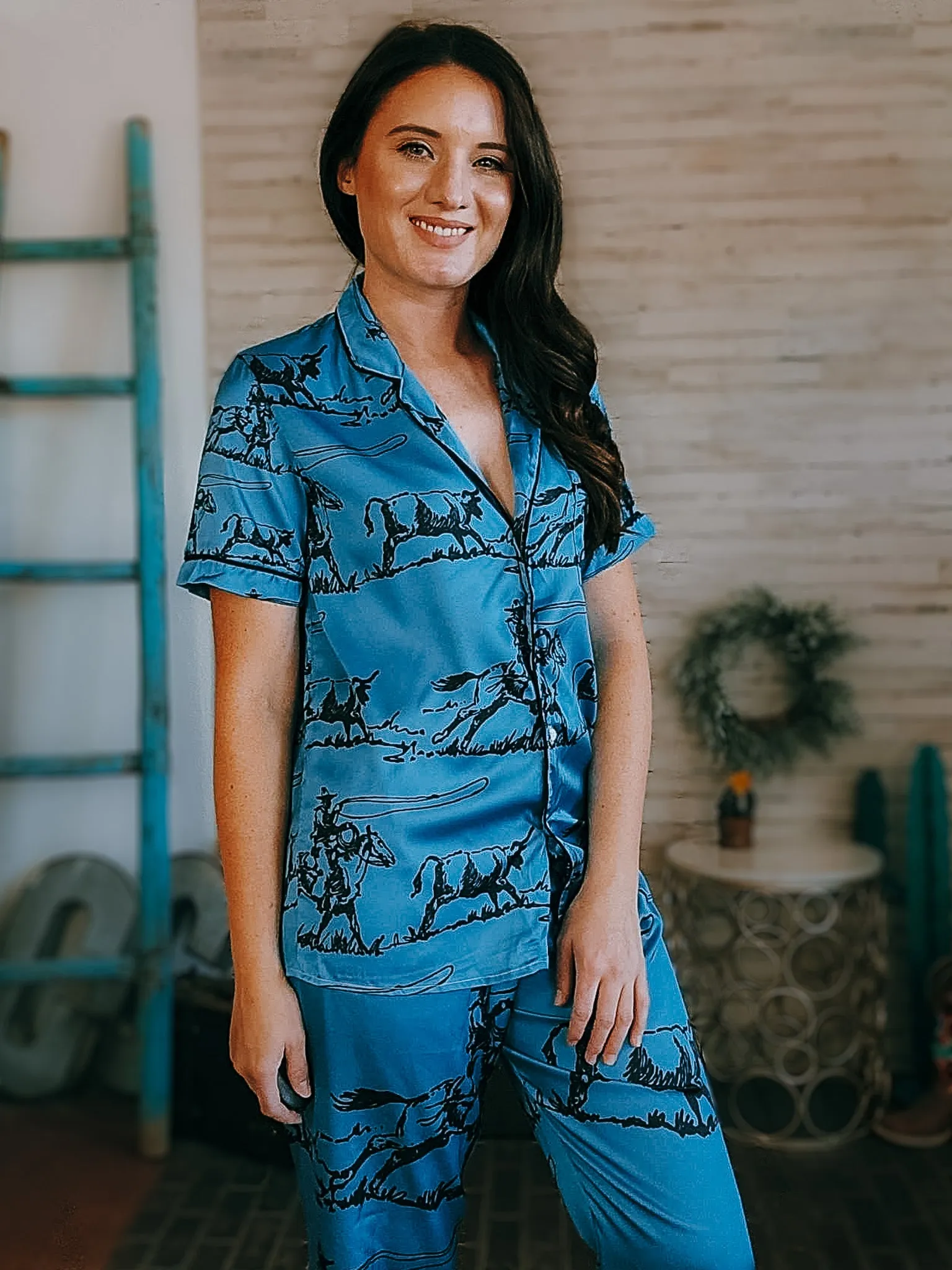 Indigo Blue Ranch Roper Silky Pajamas