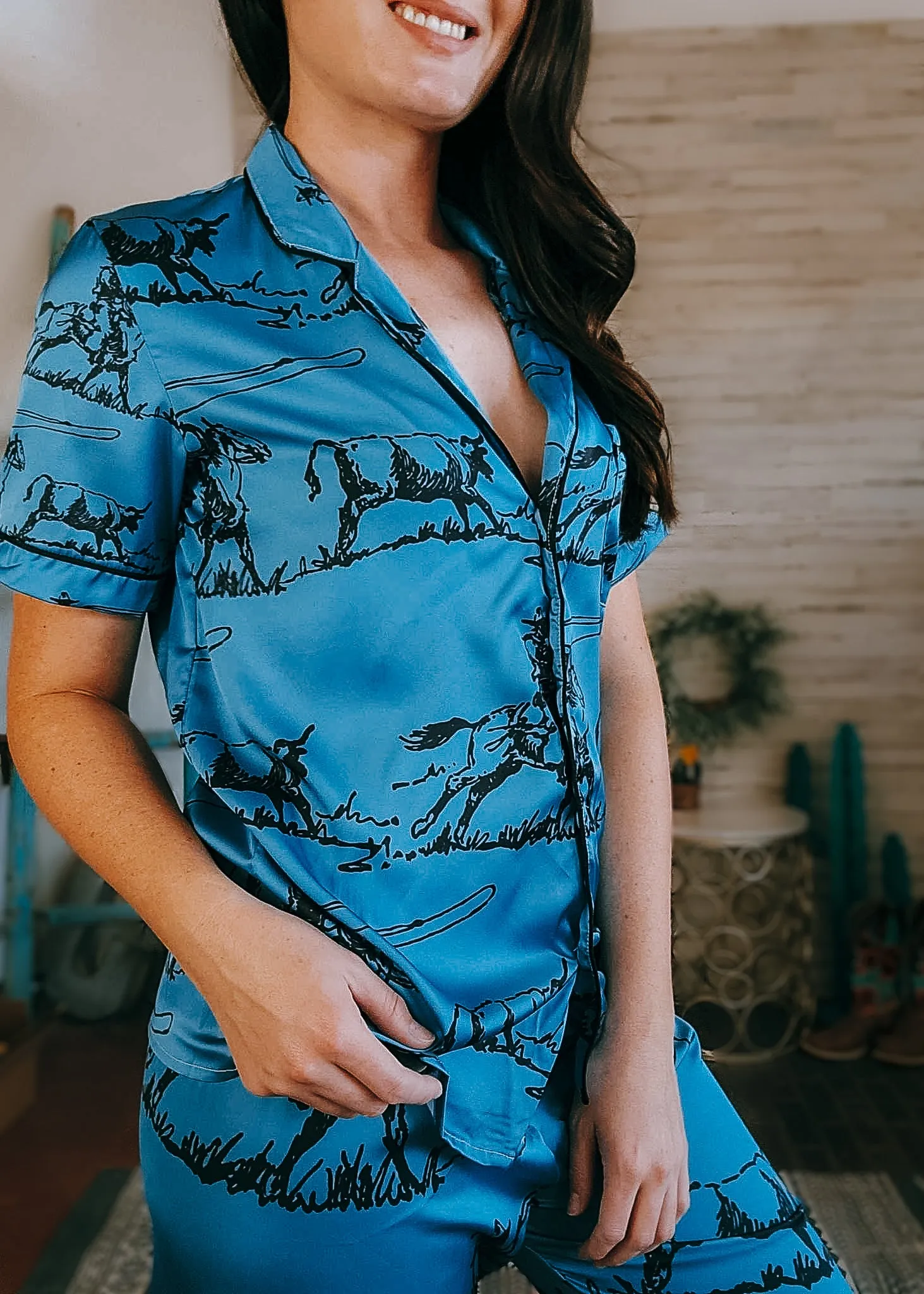 Indigo Blue Ranch Roper Silky Pajamas