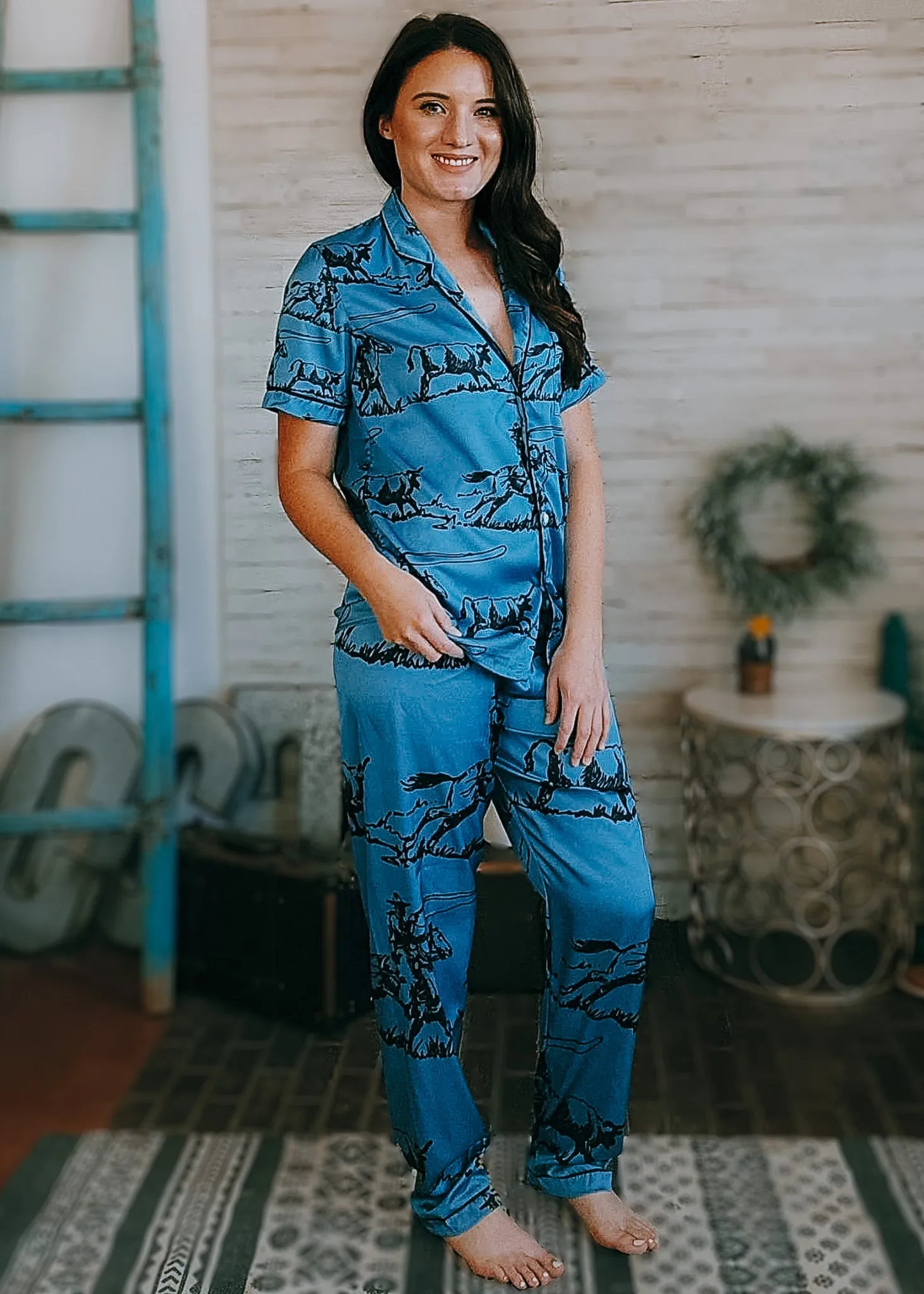 Indigo Blue Ranch Roper Silky Pajamas