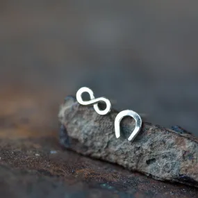 Infinite Luck - Tiny horseshoe and infinity symbol, unisex good luck gift