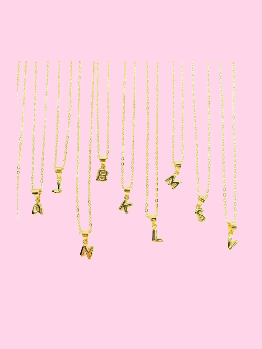 Initial Mini Balloon Bubble 18K Gold Necklace