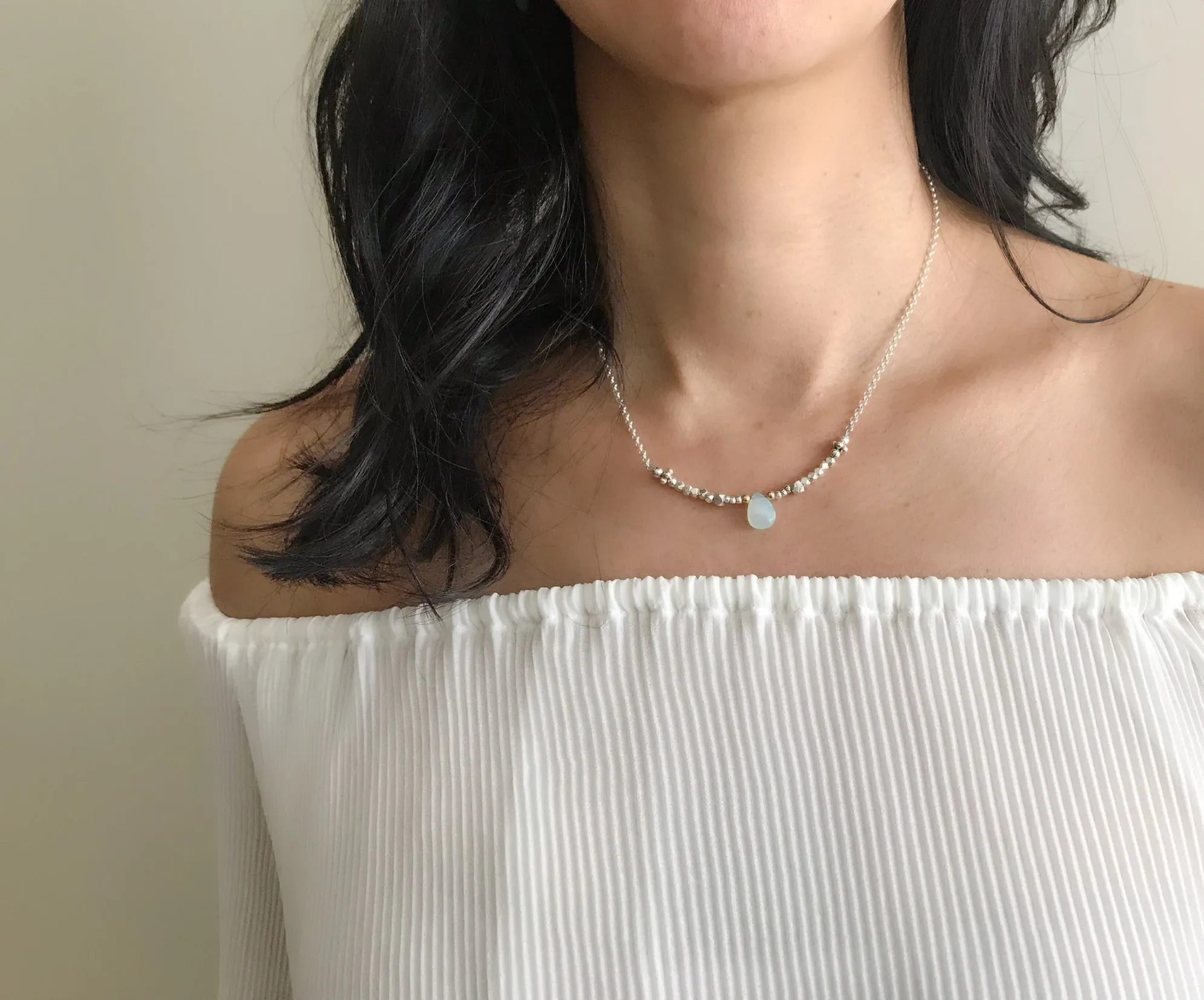 Inner Spirit: Aqua Chalcedony Balance Necklace