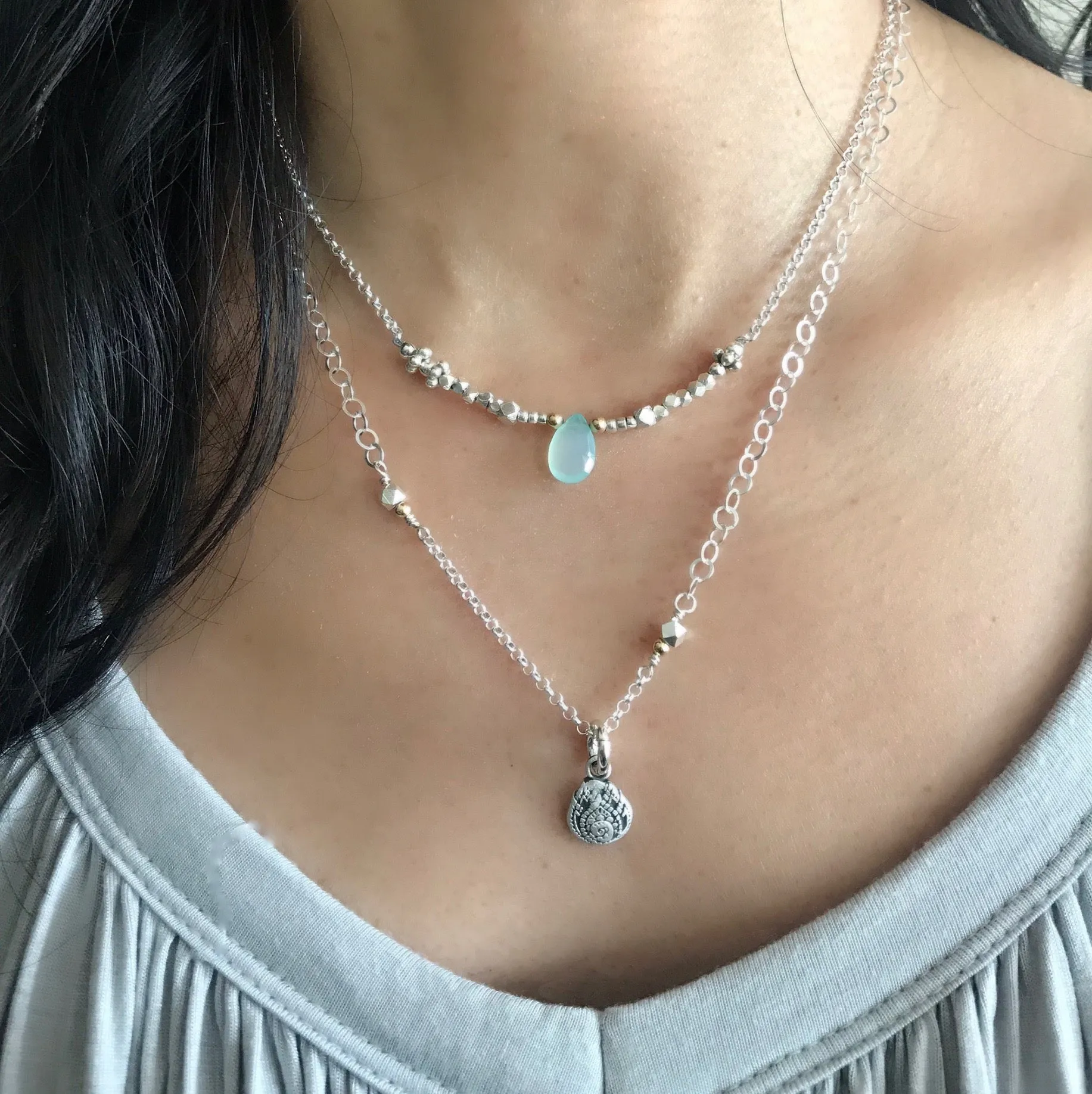 Inner Spirit: Aqua Chalcedony Balance Necklace