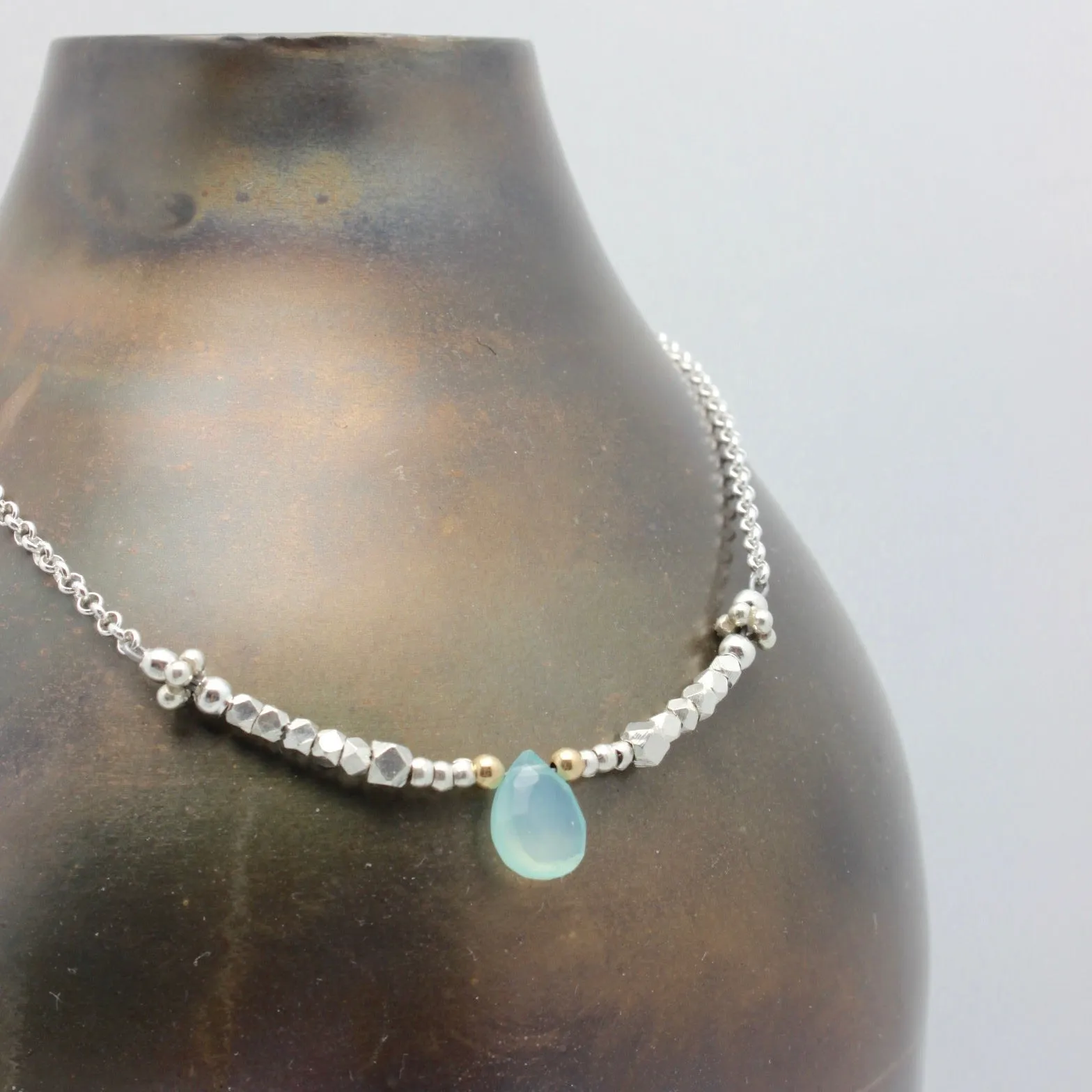 Inner Spirit: Aqua Chalcedony Balance Necklace