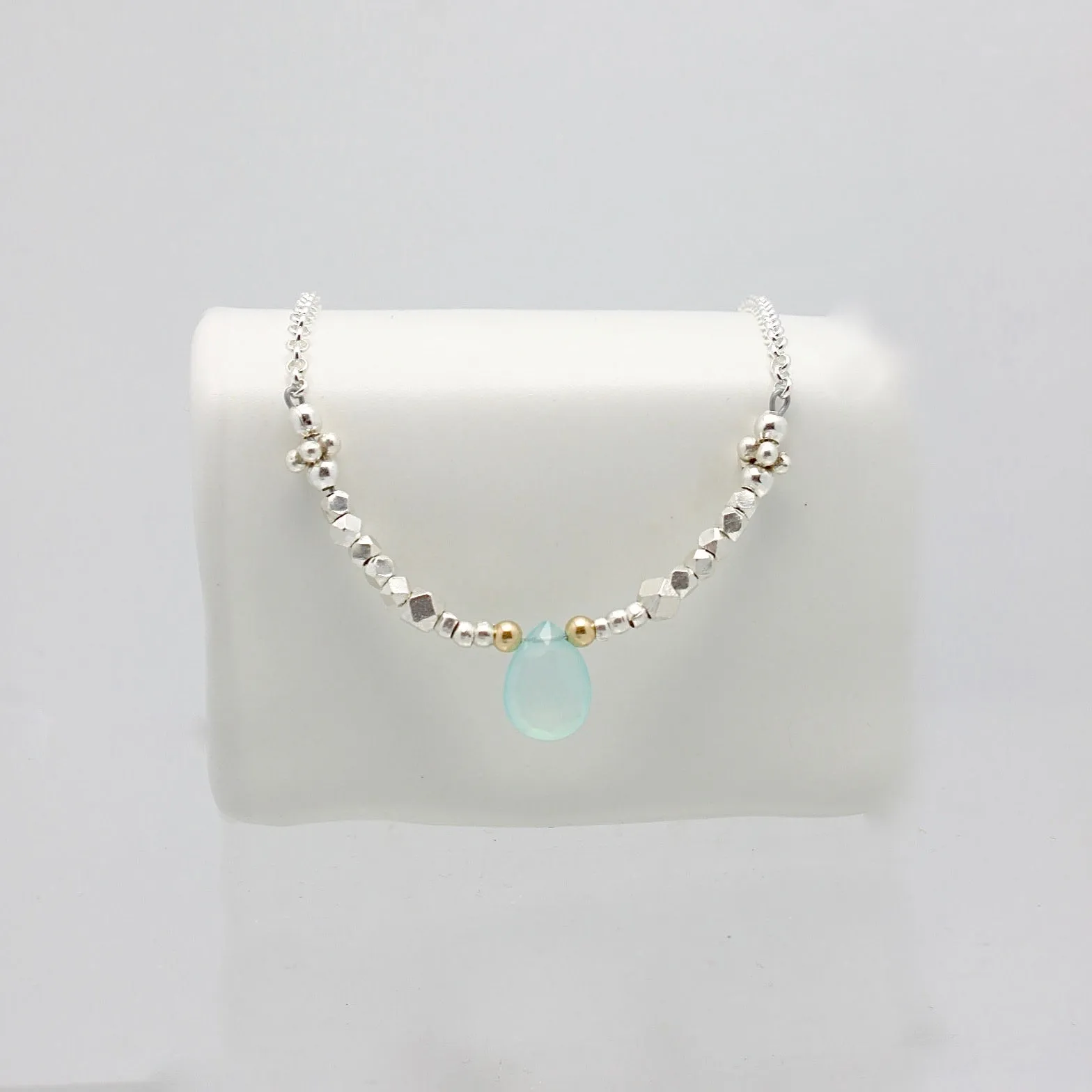 Inner Spirit: Aqua Chalcedony Balance Necklace