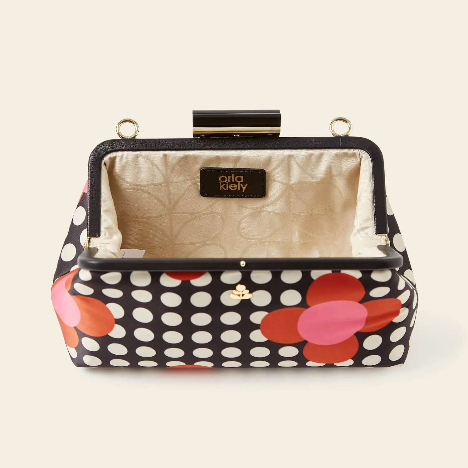 Jenny D Clutch - Fuchsia Flower Polka Dot