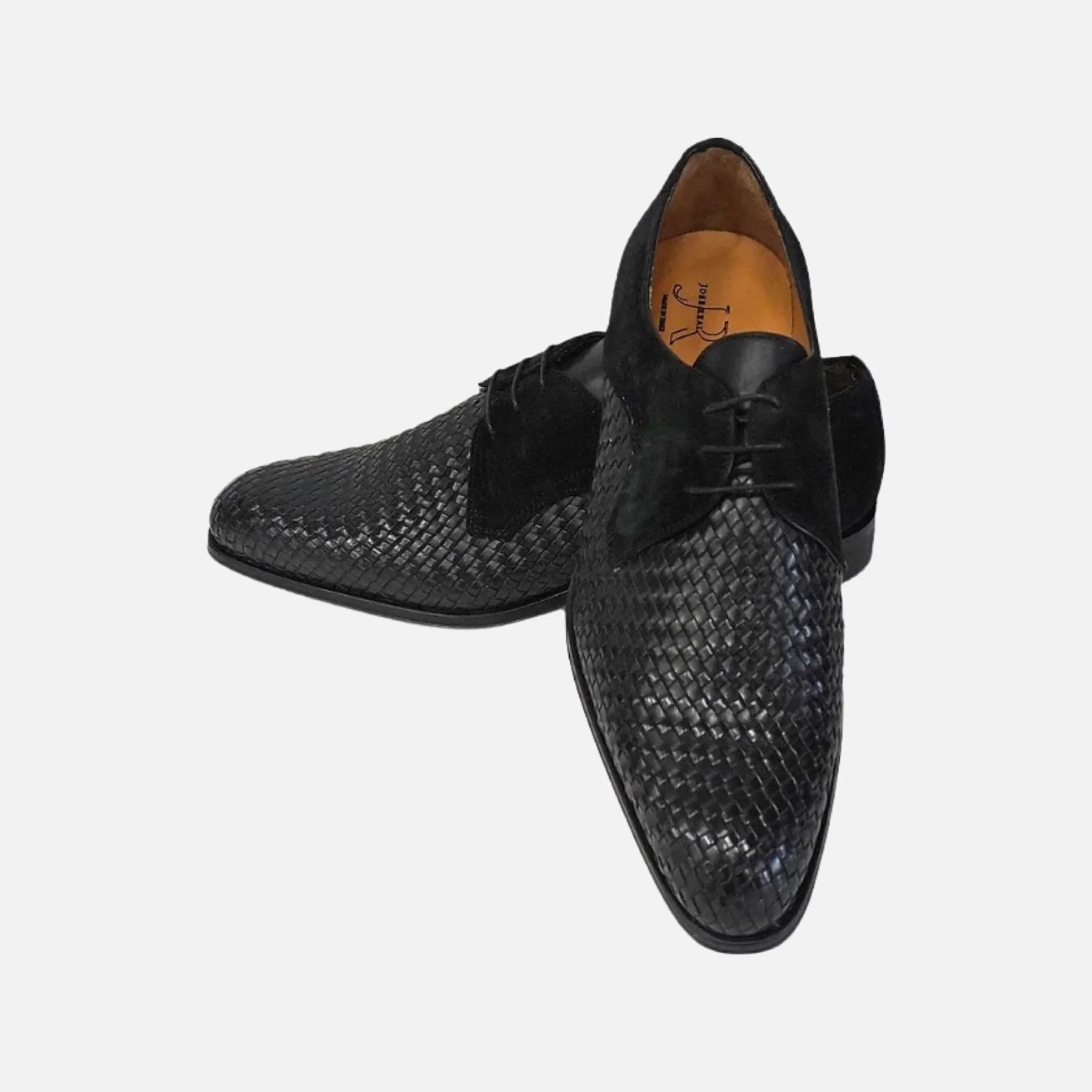 Jose Real (T650 - Black) Suede Trim Basket Weave Shoe | Last Pairs