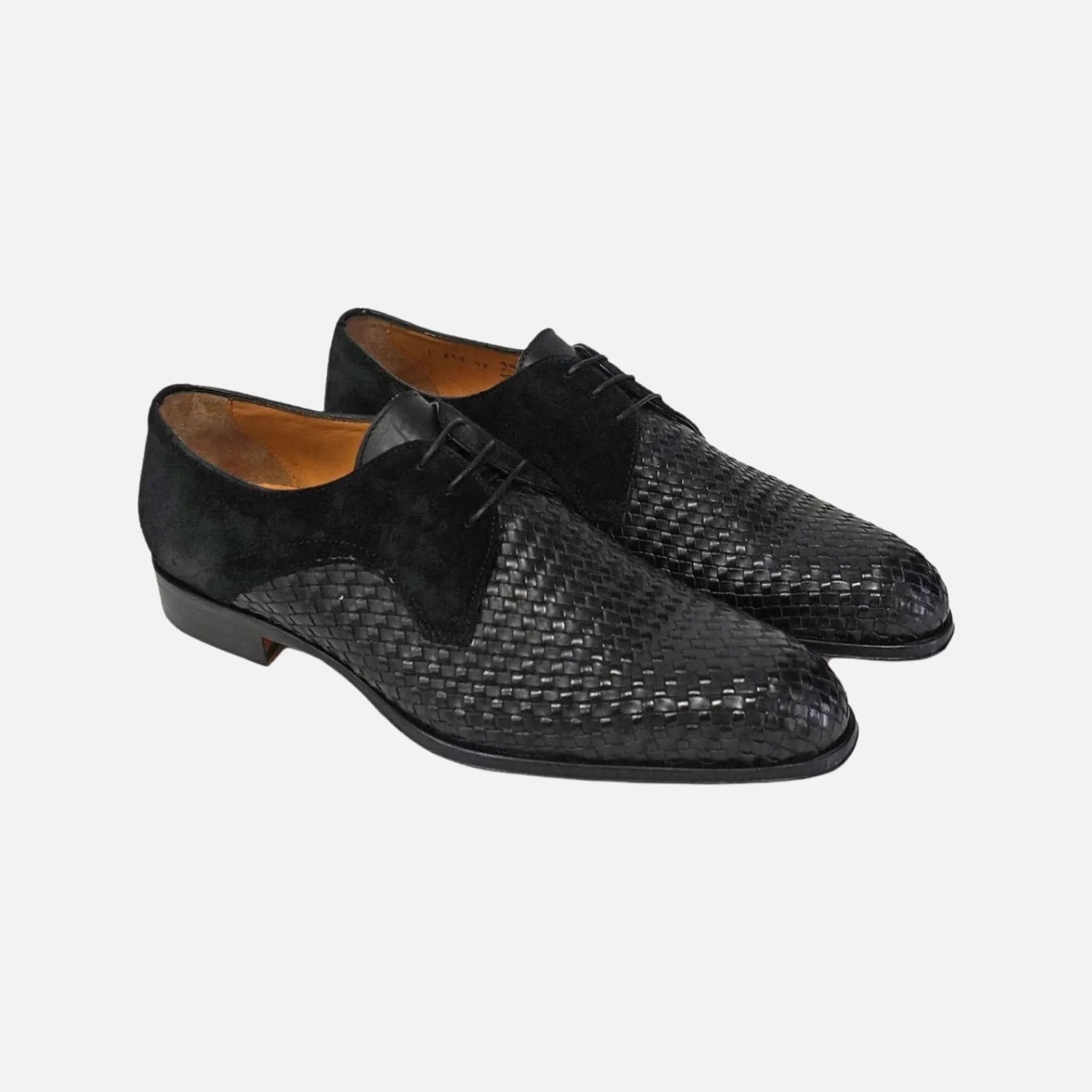 Jose Real (T650 - Black) Suede Trim Basket Weave Shoe | Last Pairs