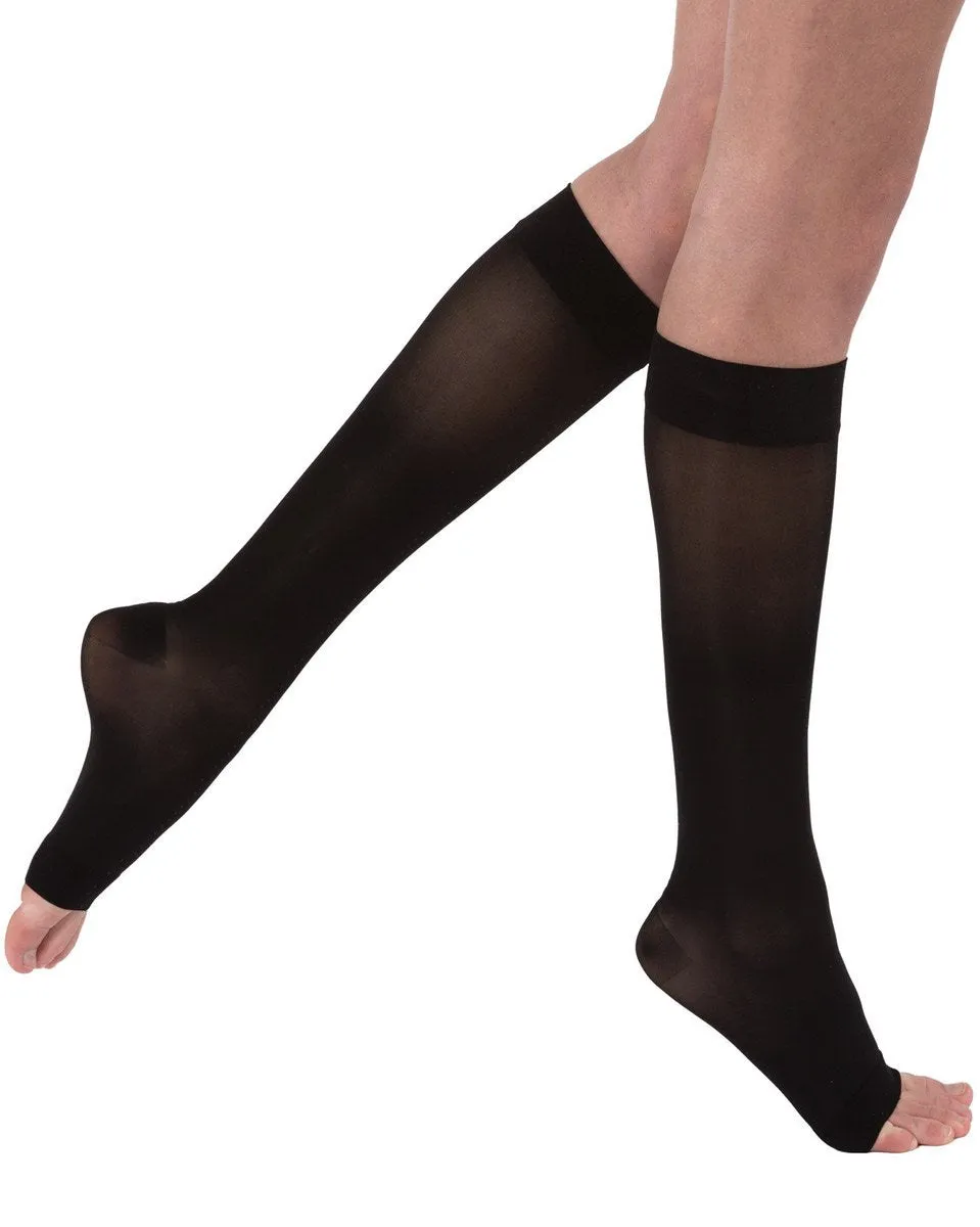 Juzo Soft 2002 OPEN TOE Knee Highs w/ Silicone Top Band 30-40 mmHg