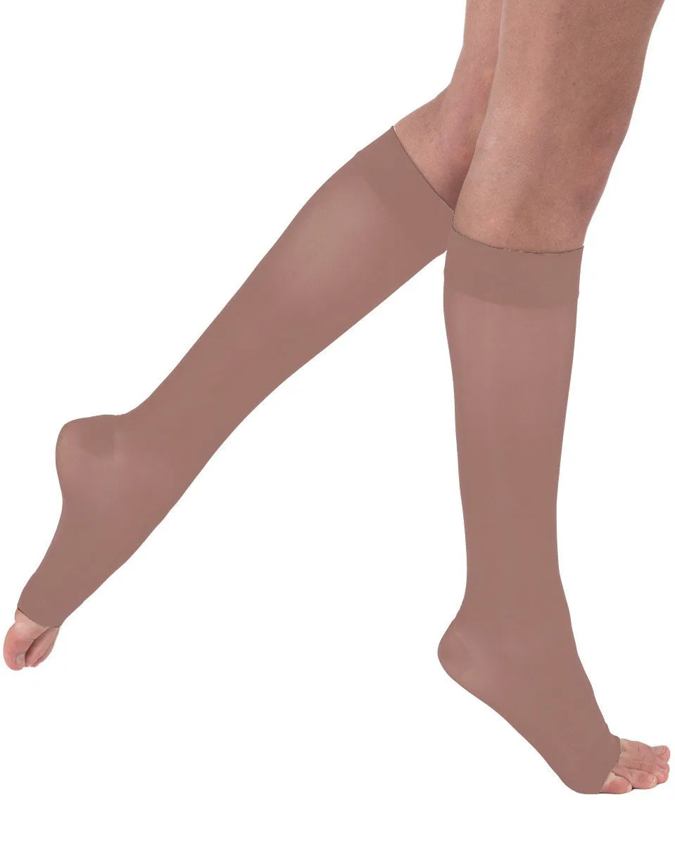 Juzo Soft 2002 OPEN TOE Knee Highs w/ Silicone Top Band 30-40 mmHg