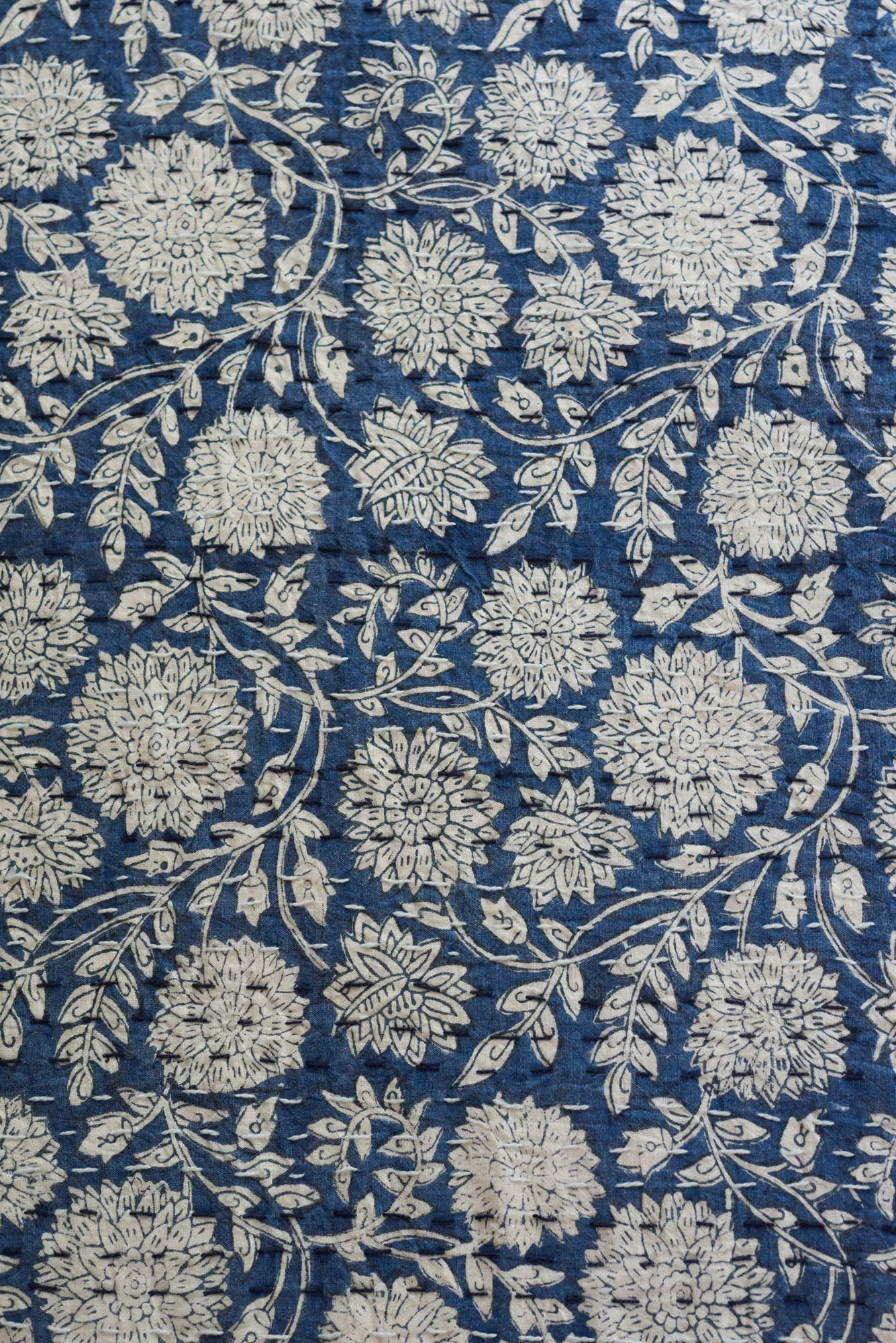 Kantha Quilt Indigo Dahlia