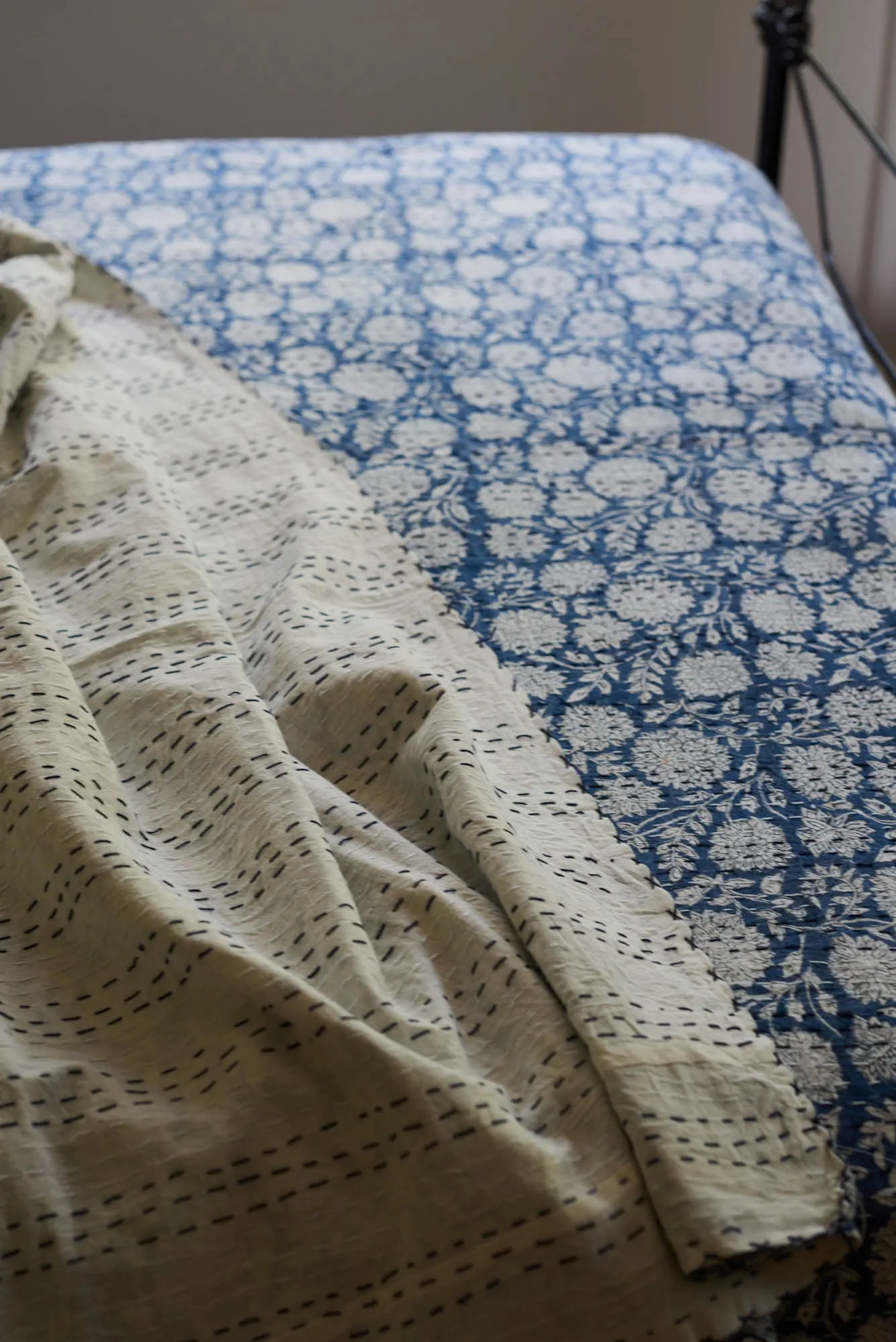 Kantha Quilt Indigo Dahlia