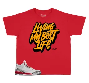 Kids Cardinal Red 3 Shirt - Living Life - Cardinal Red