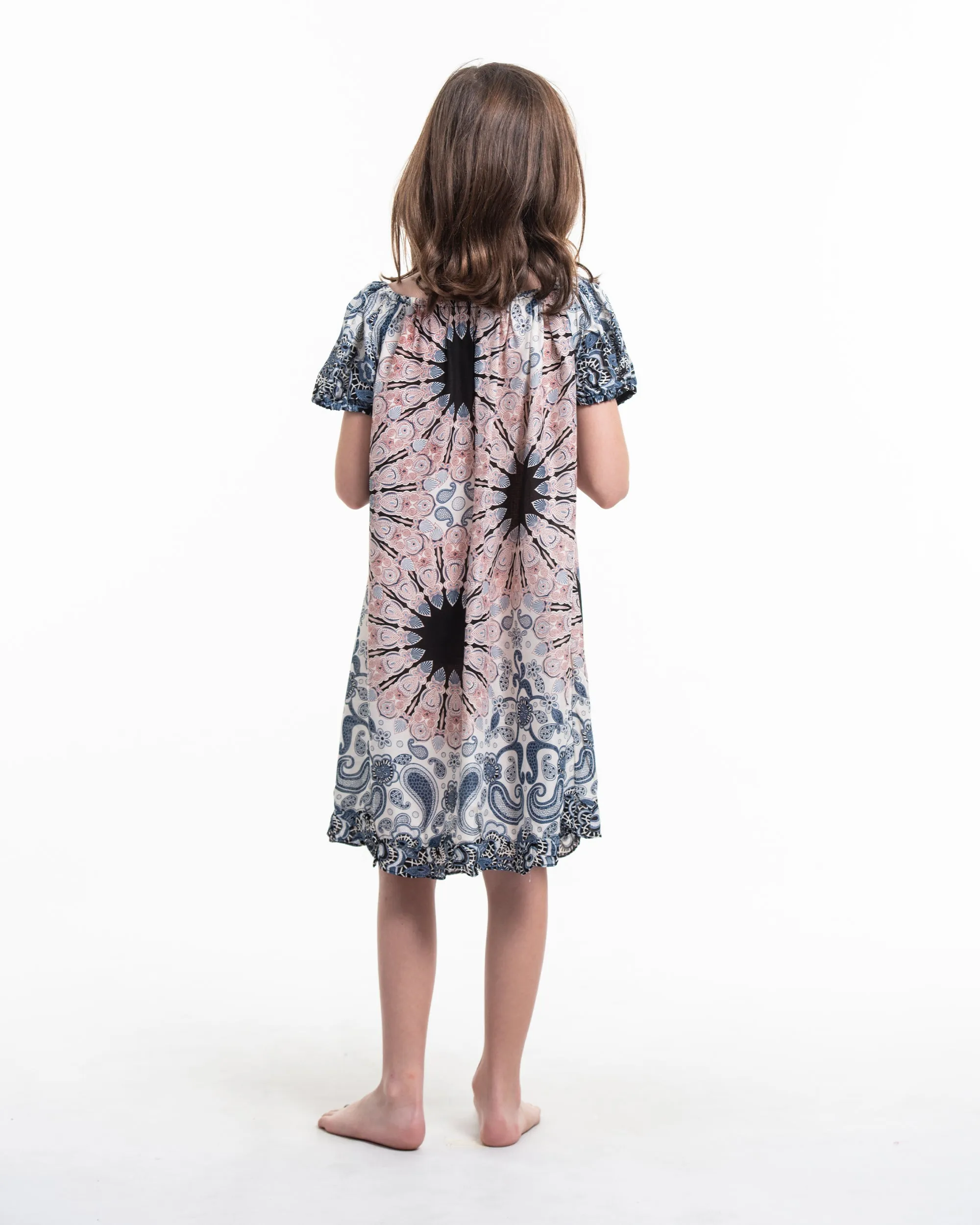 Kids Paisley Mandalas Dress in Silver Gray