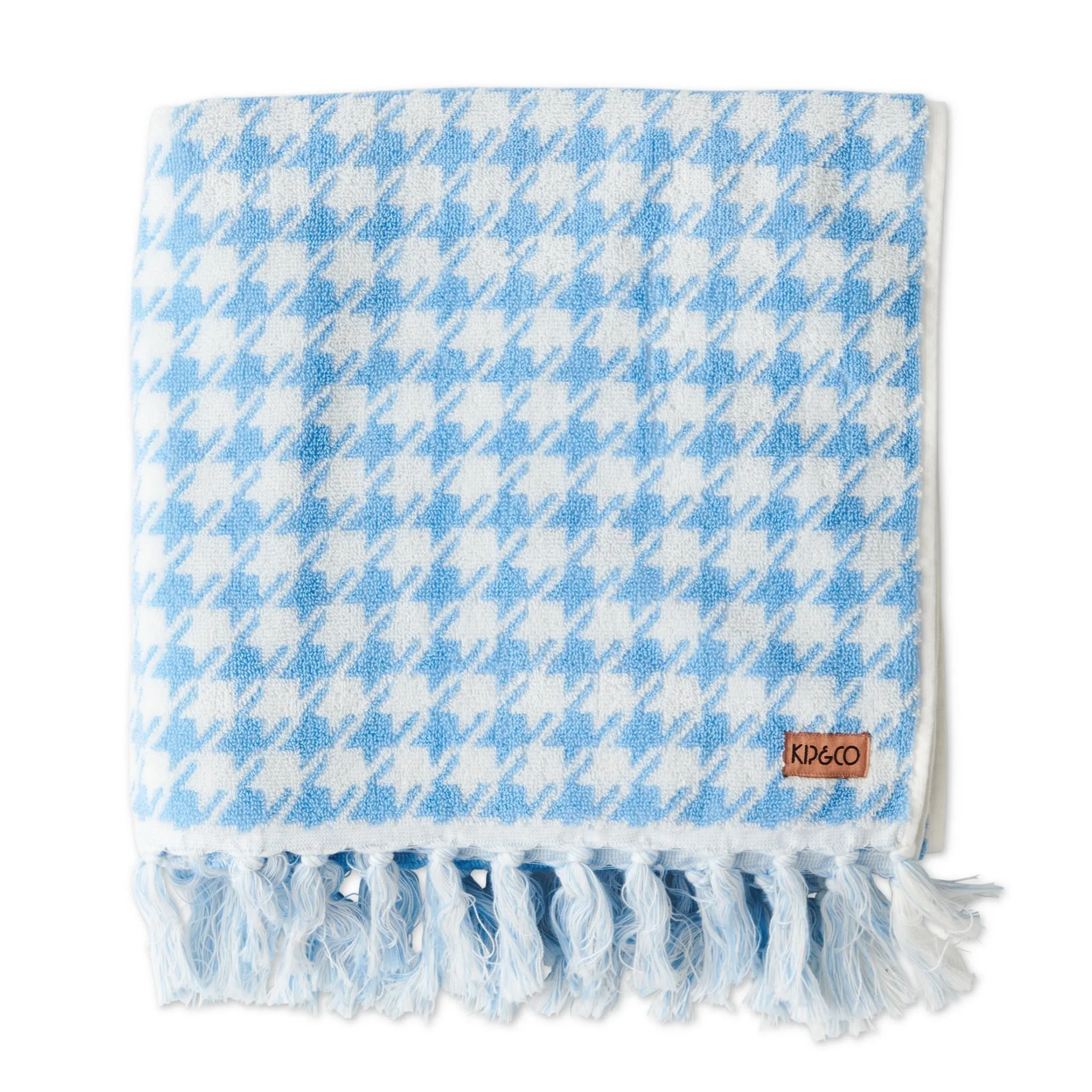 Kip and Co Houndstooth Blue Terry Bath Towel