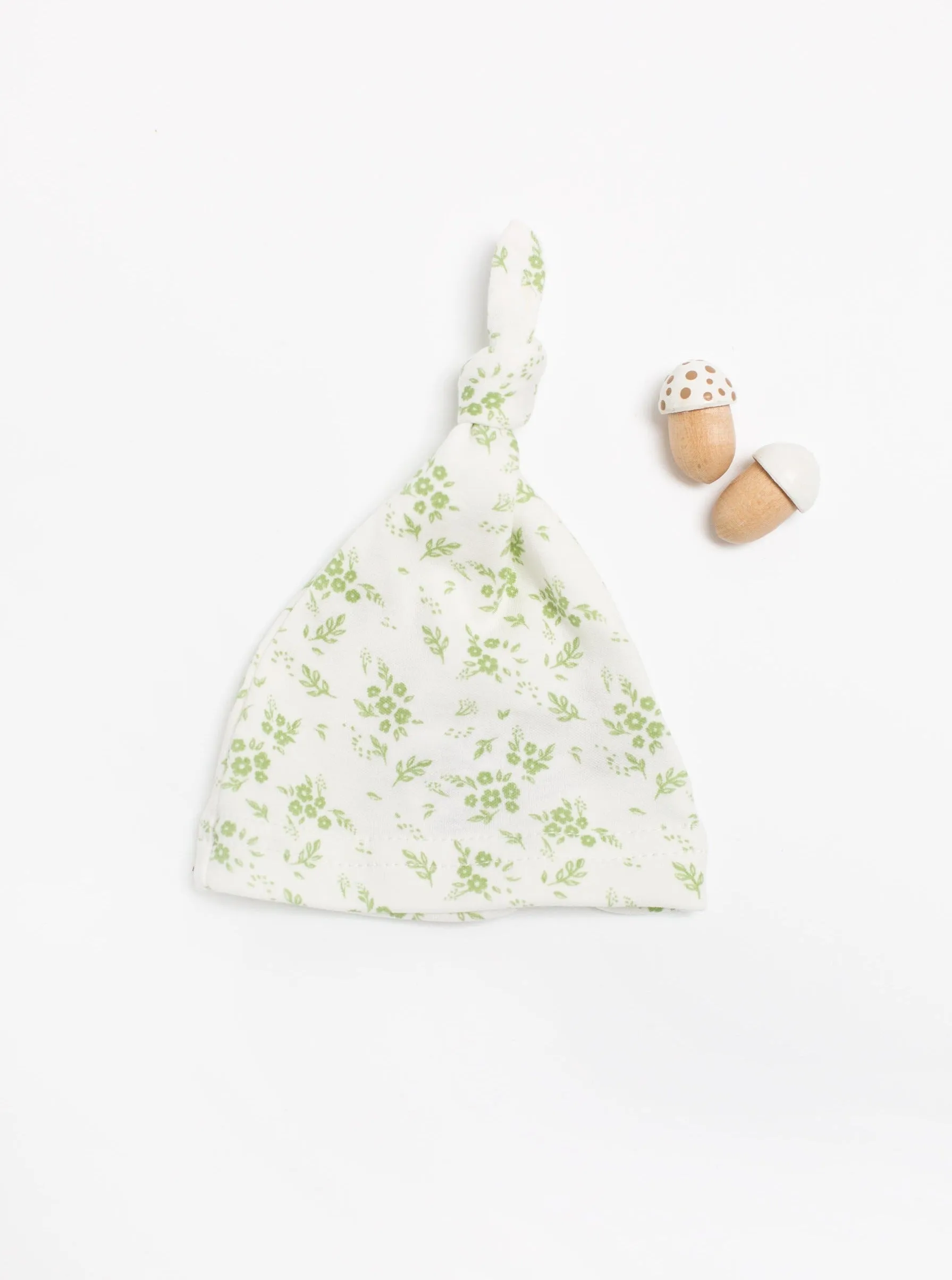 Knotted Hat, Apple Floral, Premium 100% Organic Cotton