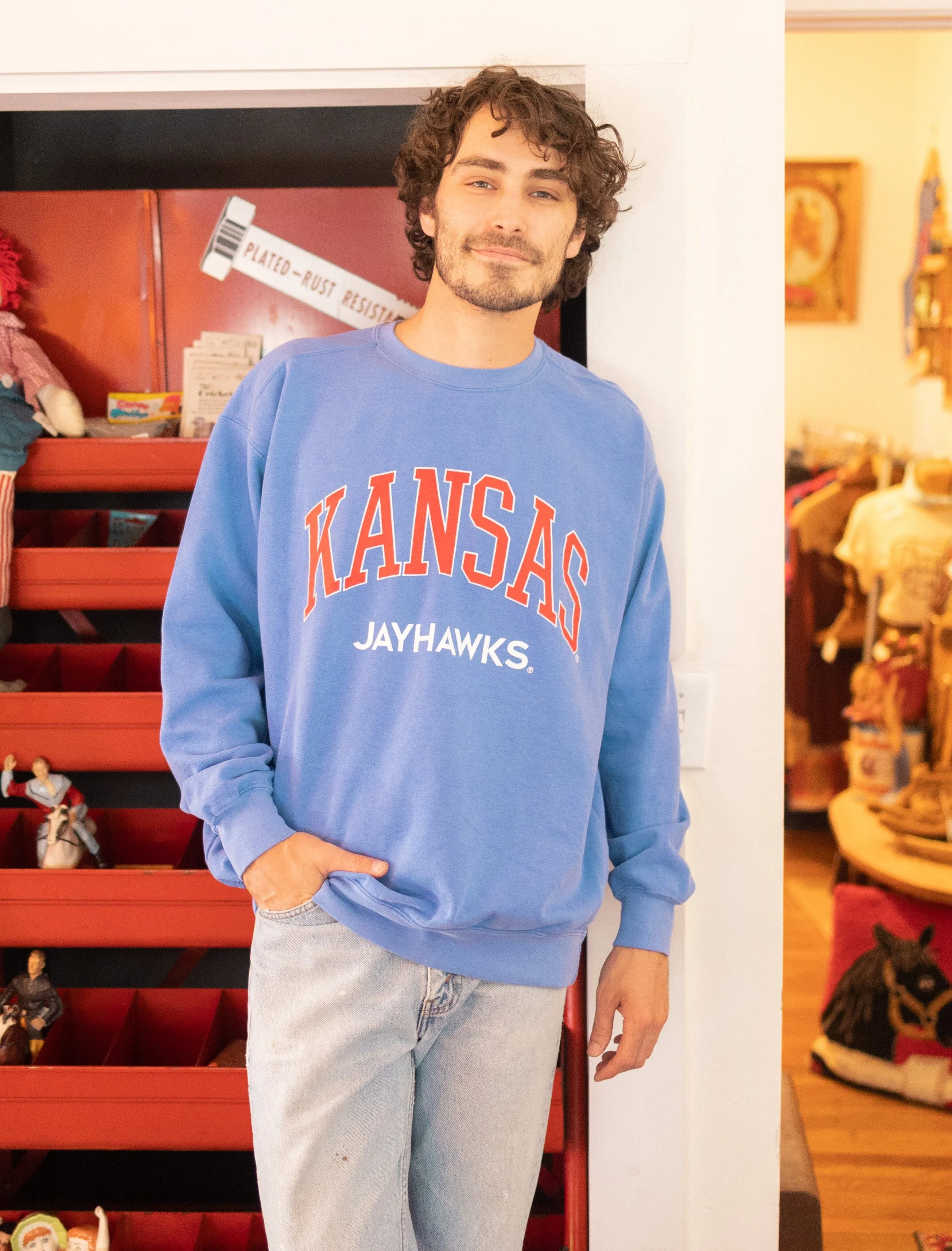 KU Jayhawks Filled Gault Flo Blue Sweatshirt