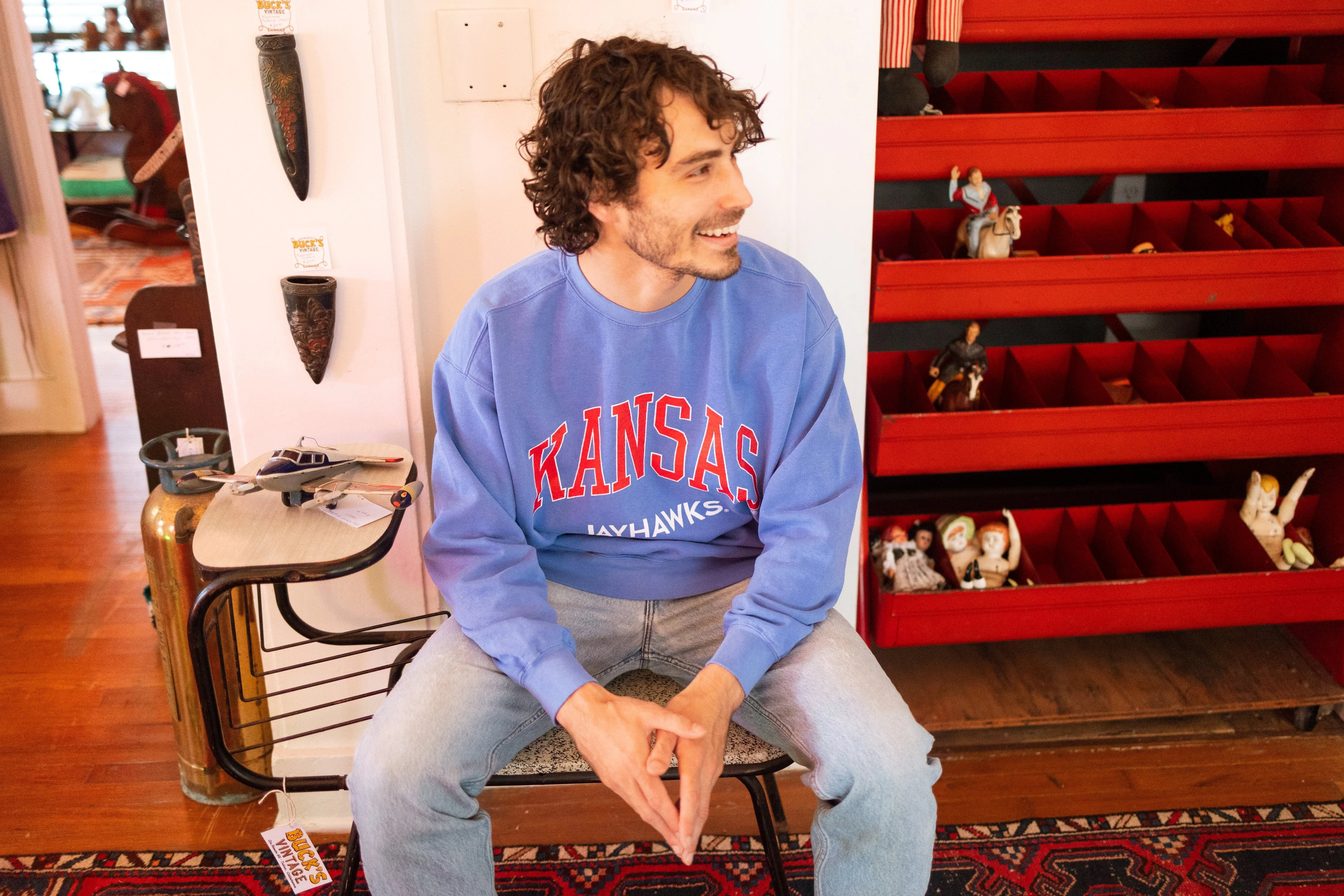 KU Jayhawks Filled Gault Flo Blue Sweatshirt