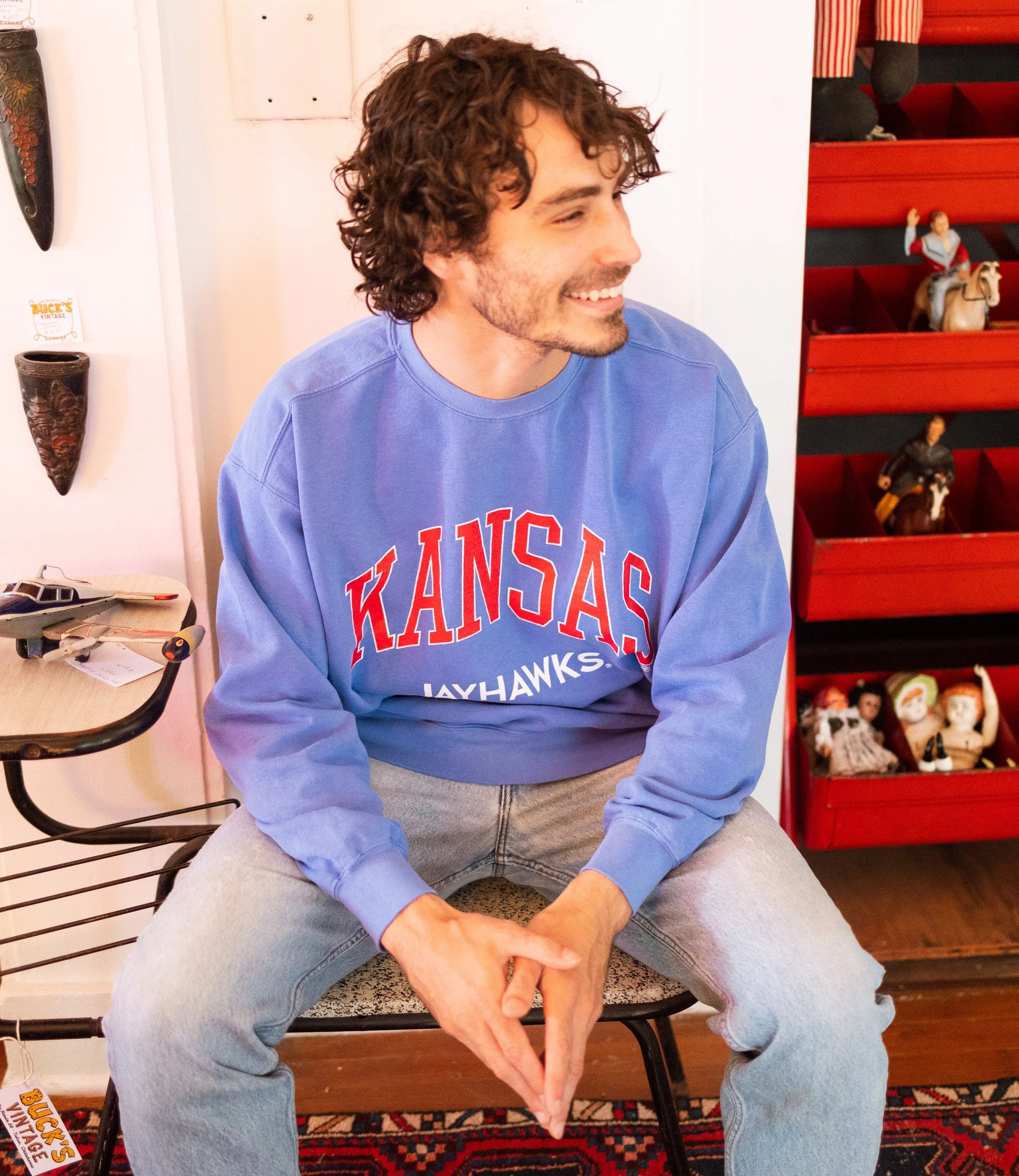 KU Jayhawks Filled Gault Flo Blue Sweatshirt