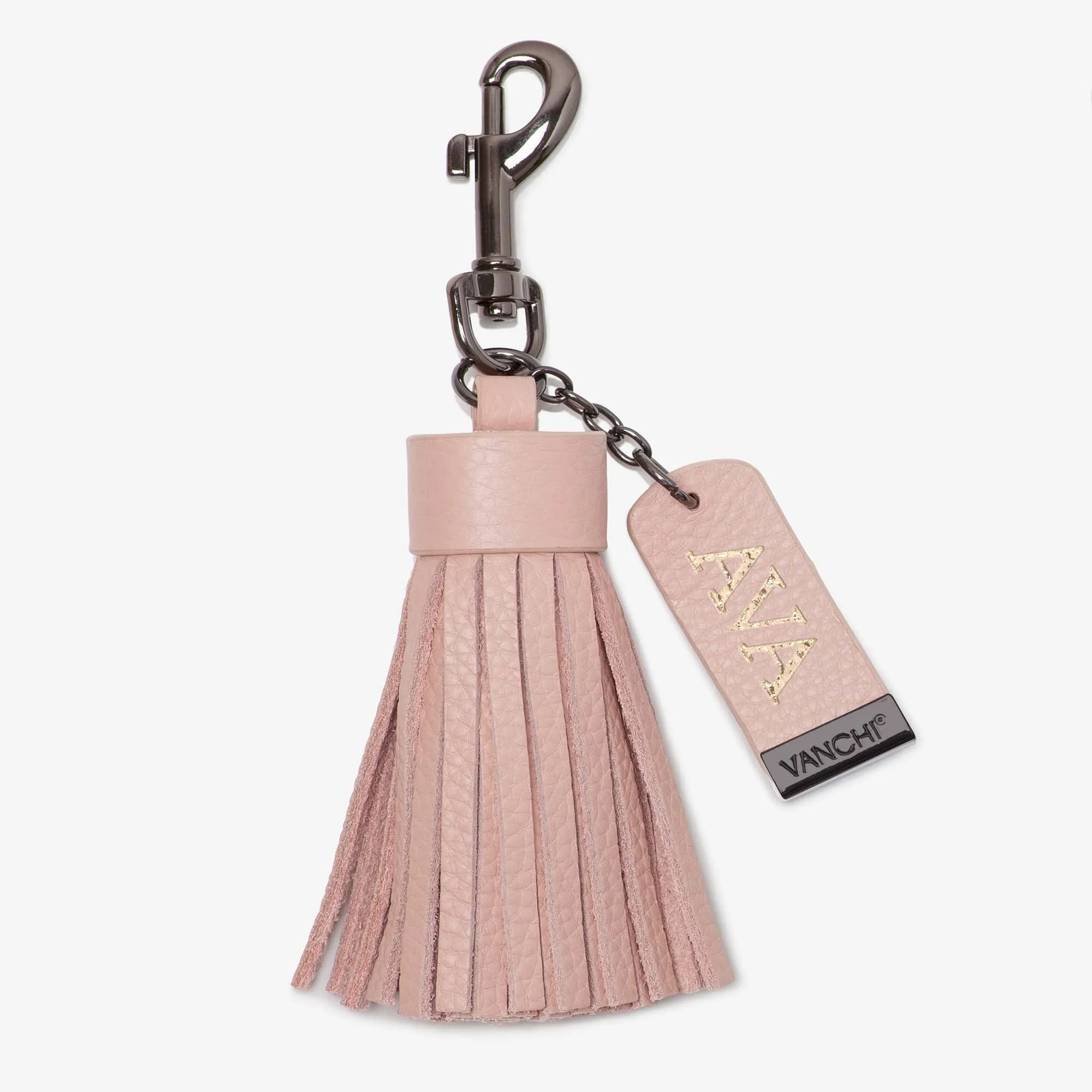 Leather Key Ring/ Bag Tassel – Blush