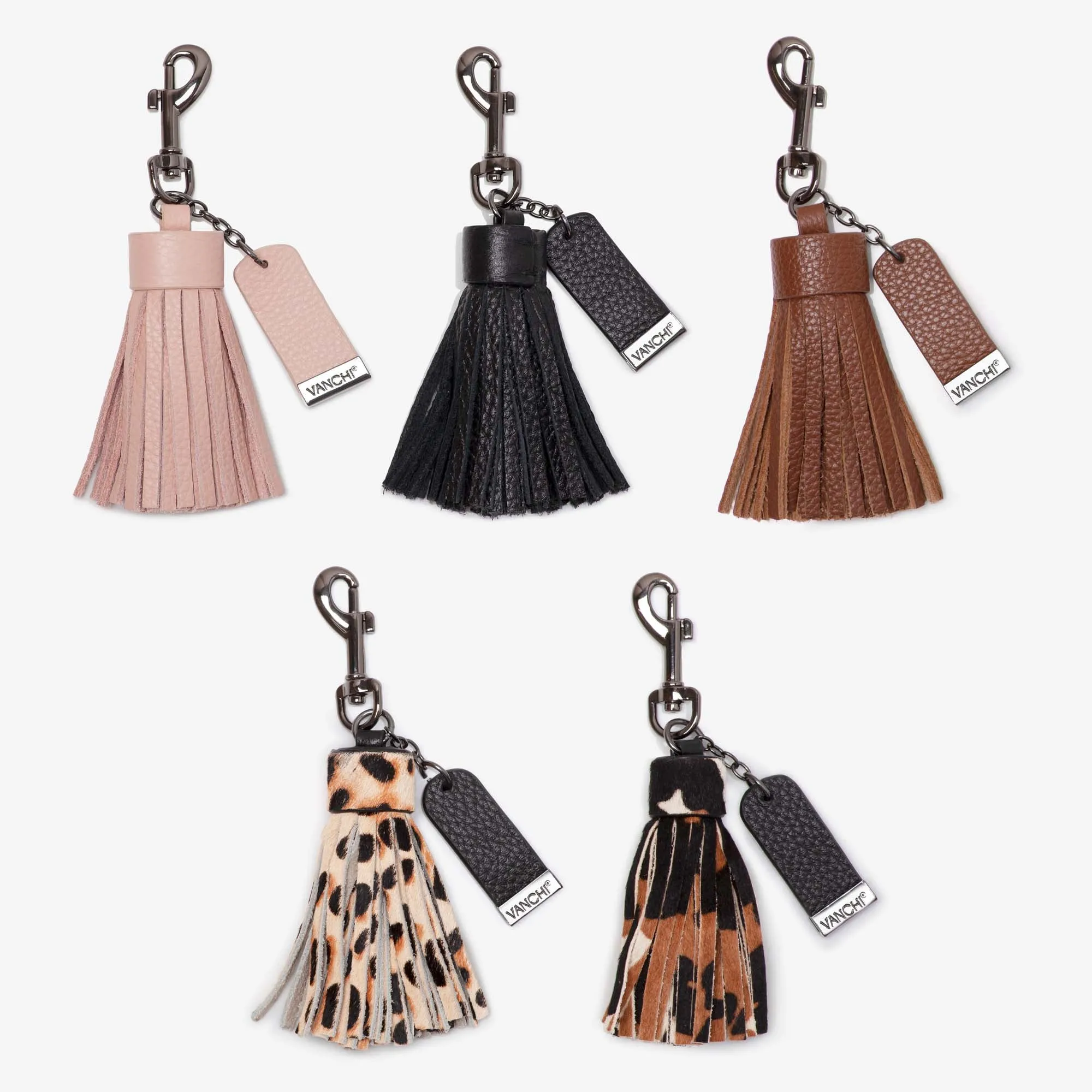 Leather Key Ring/ Bag Tassel – Blush