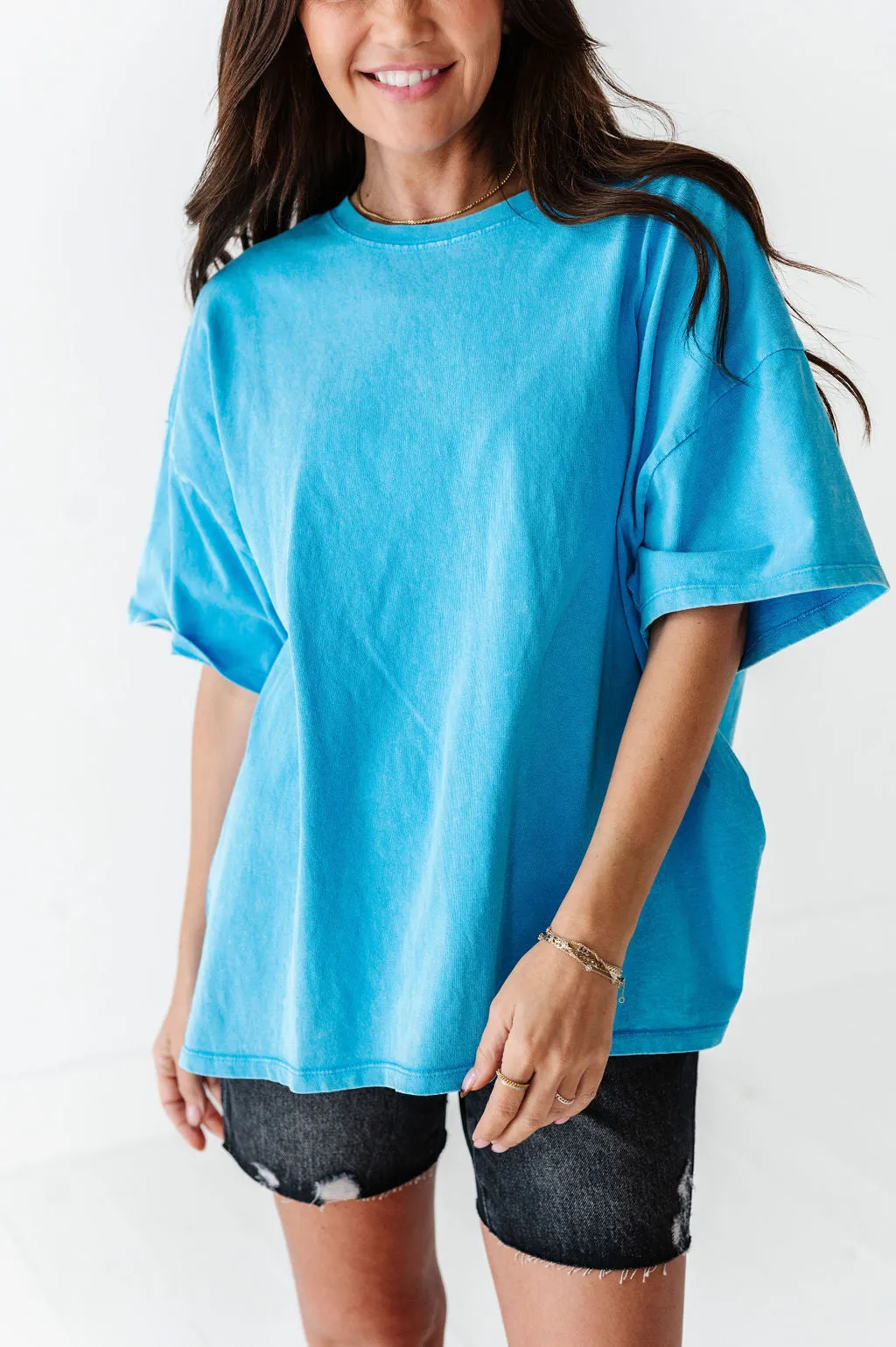 Lisa Oversized Boyfriend Tee in Bright Blue