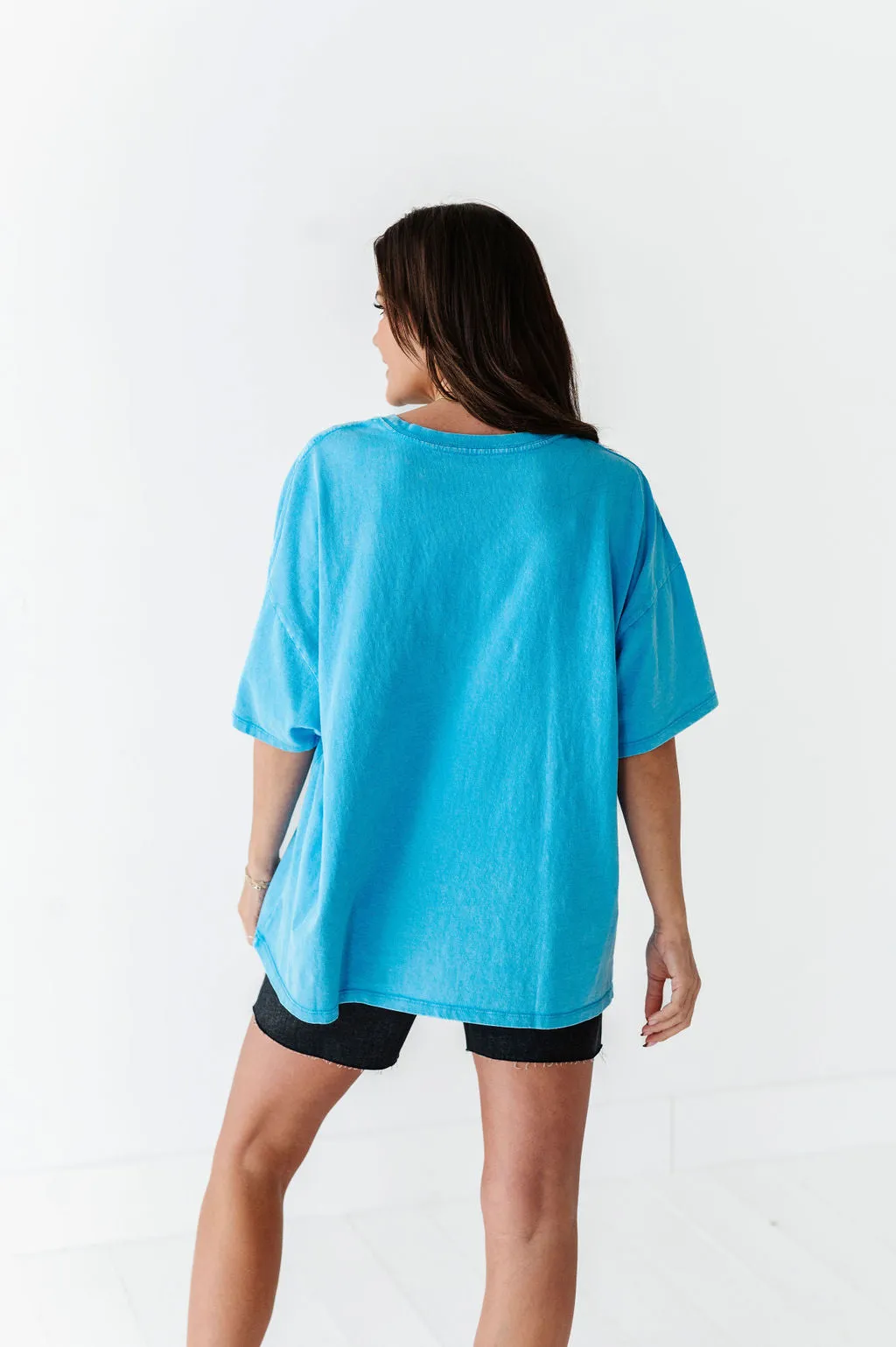 Lisa Oversized Boyfriend Tee in Bright Blue