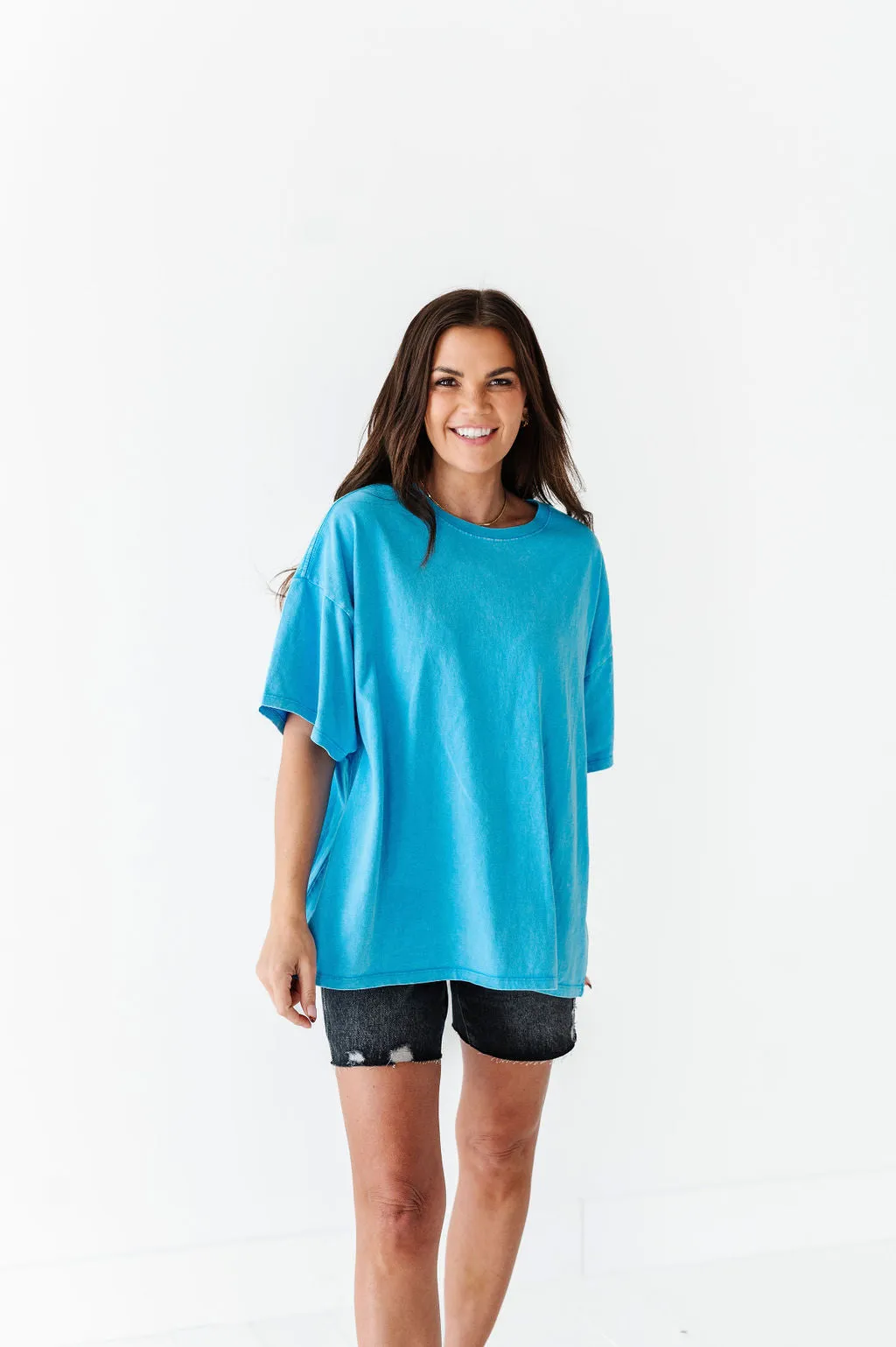 Lisa Oversized Boyfriend Tee in Bright Blue