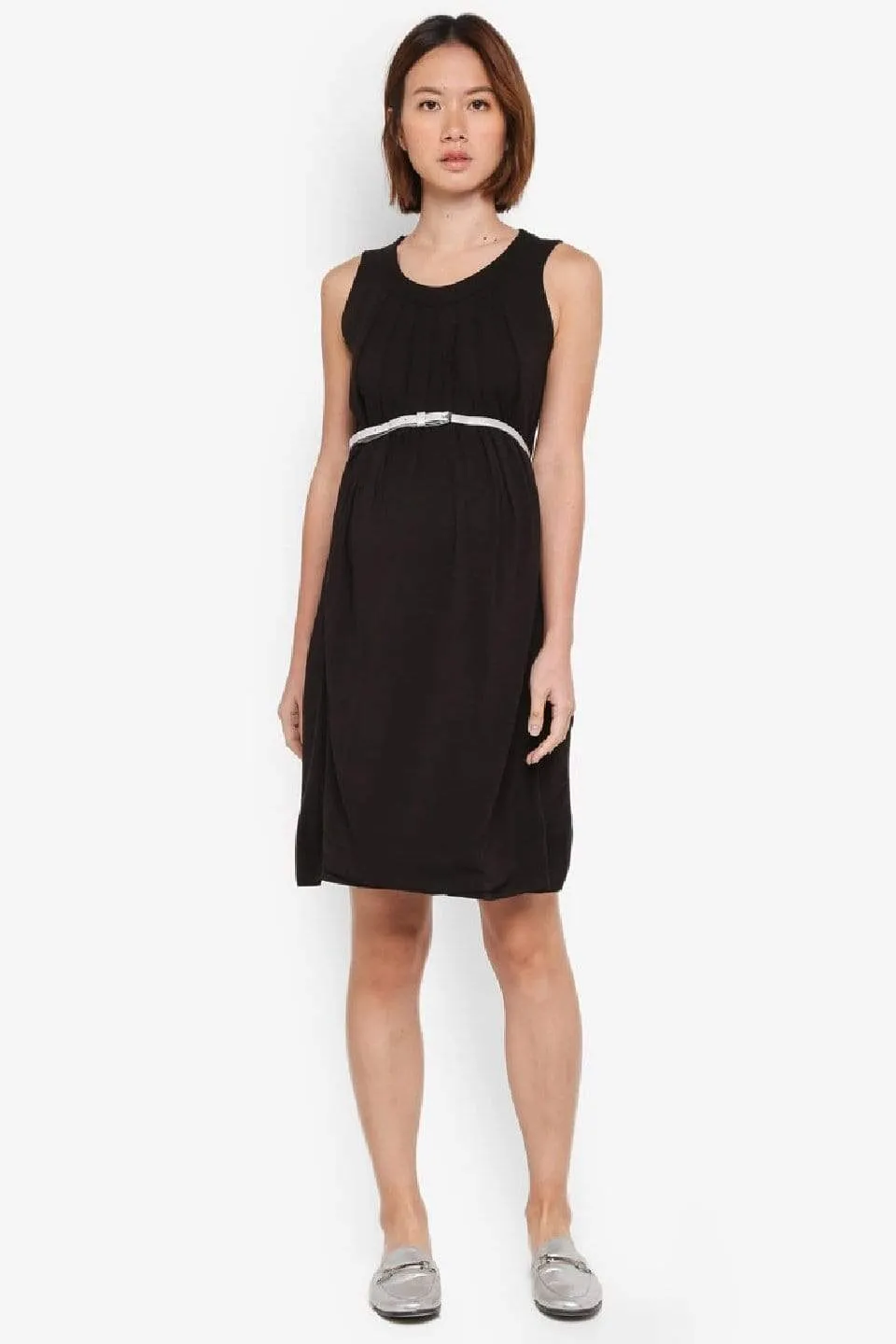 Live Pleat Bamboo Cotton Sleeveless Nursing Dress Black