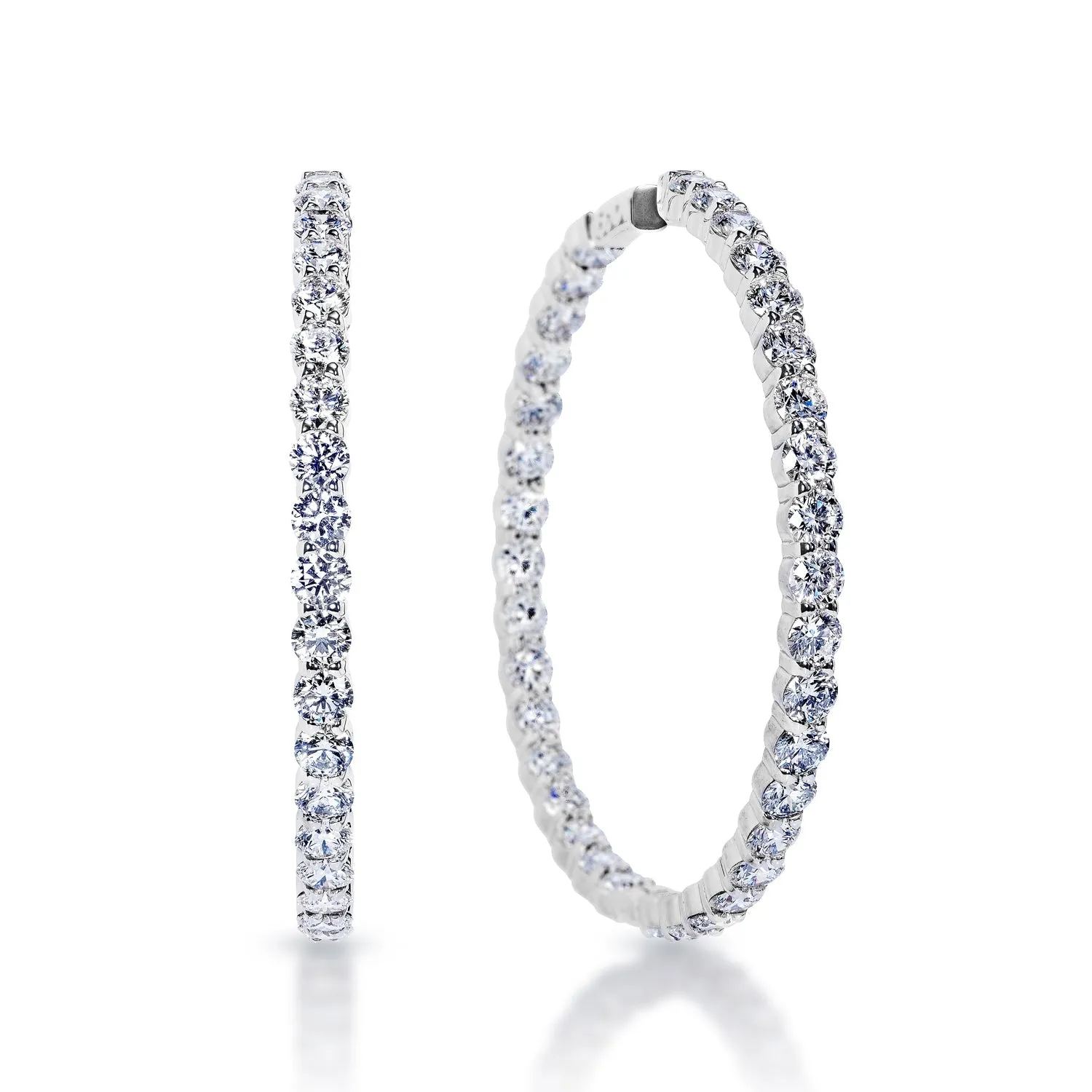 Livie 18 Carats Round Brilliant Lab Grown Diamond Hoop Earrings in 14k White Gold