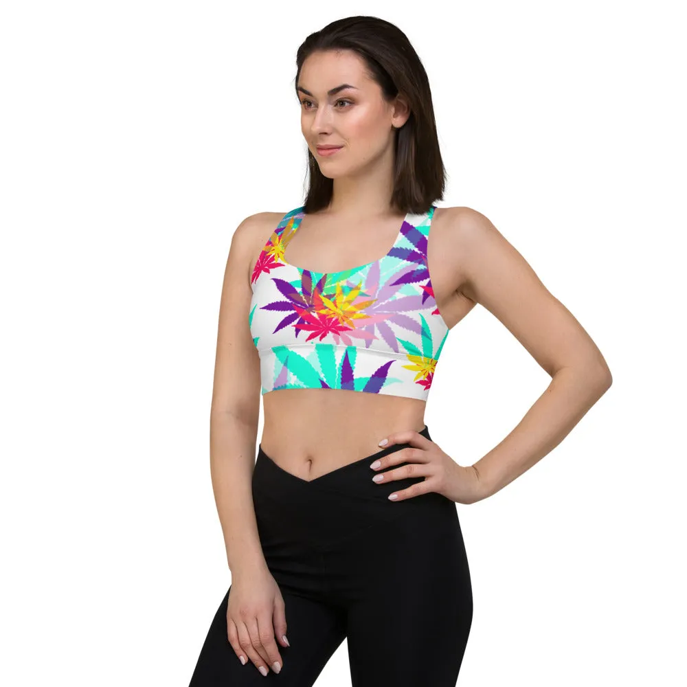 Longline Vibrate Leaf E4SO sports bra