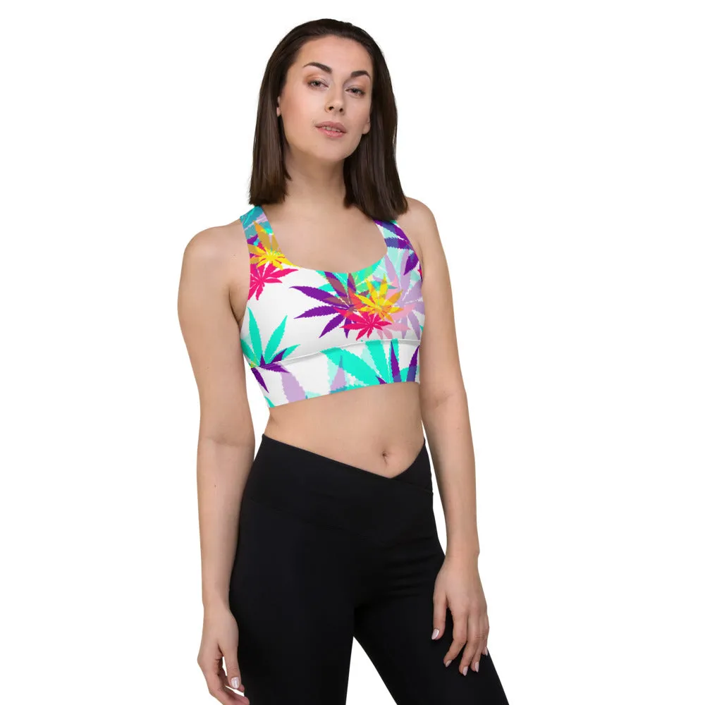 Longline Vibrate Leaf E4SO sports bra