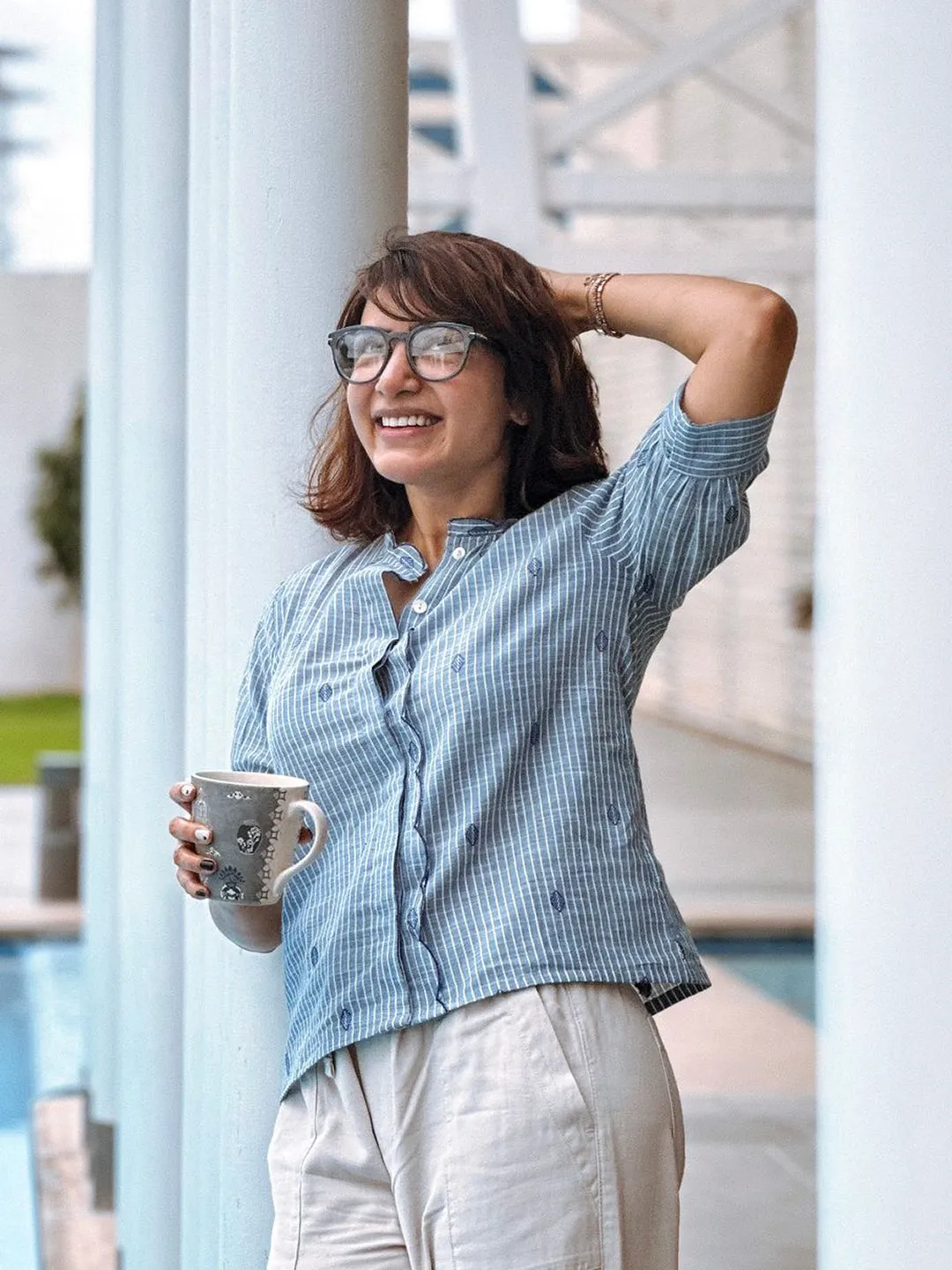 Luna Blue Yarn Dyed Cotton Stripe Shirt