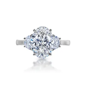 Lynette 4 Carats H VS2 Lab Grown Oval Cut Diamond Engagement Ring in Platinum