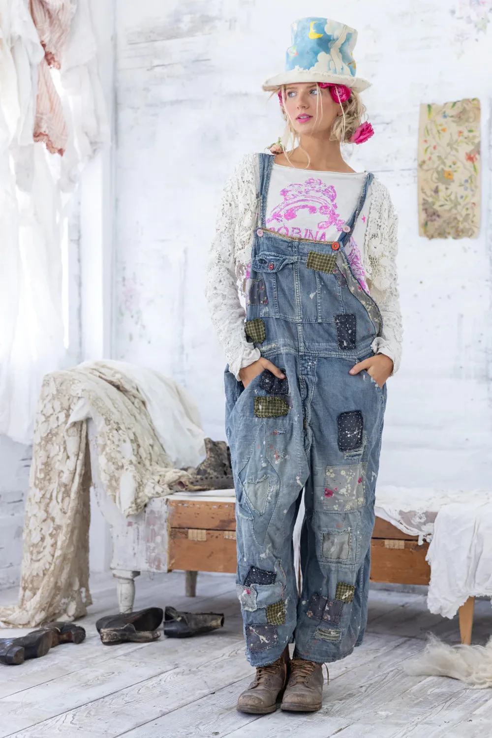 MAGNOLIA PEARL BENJAMIN WIDE LEG OVERALLS OVERALLS 097 WASHED INDIGO