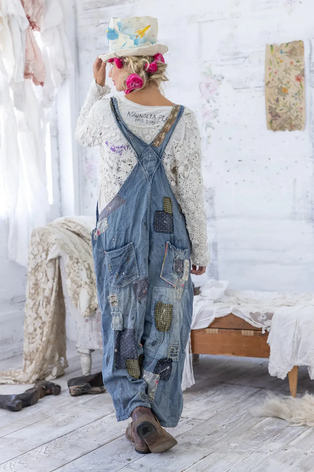 MAGNOLIA PEARL BENJAMIN WIDE LEG OVERALLS OVERALLS 097 WASHED INDIGO