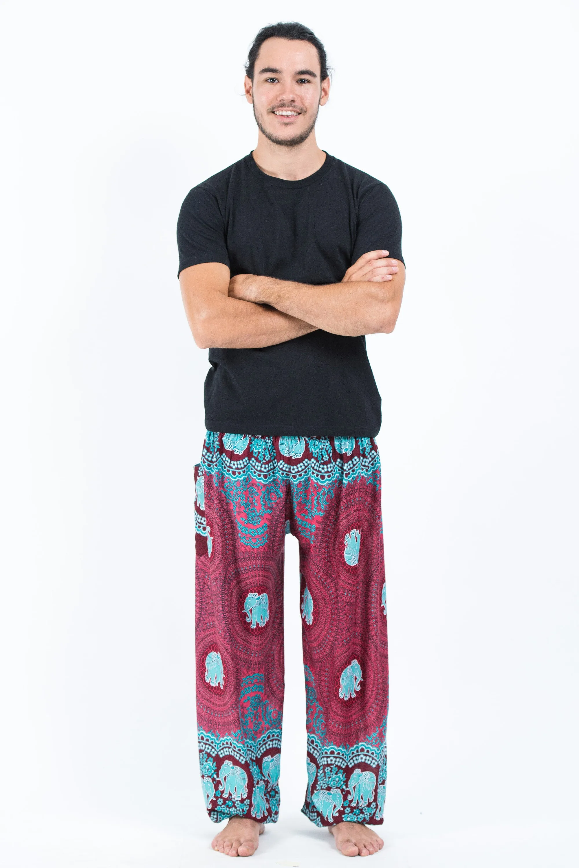 Mandala Elephant Men's Elephant Pants in Red