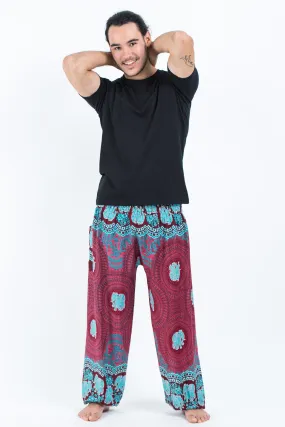 Mandala Elephant Men's Elephant Pants in Red