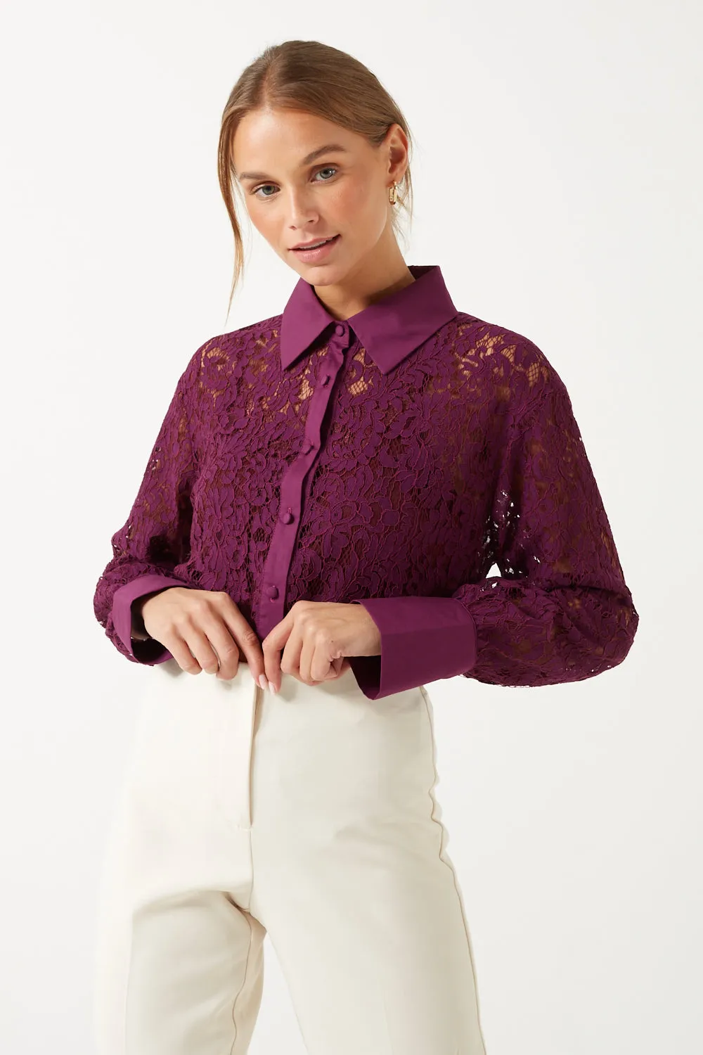 Marc Angelo Collared Lace Shirt