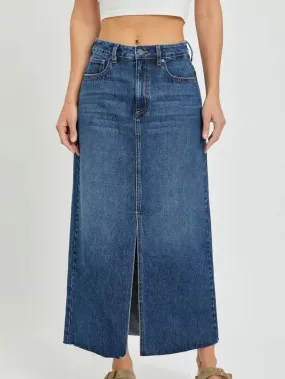 Maxi Denim Skirt Mid Blue Wash