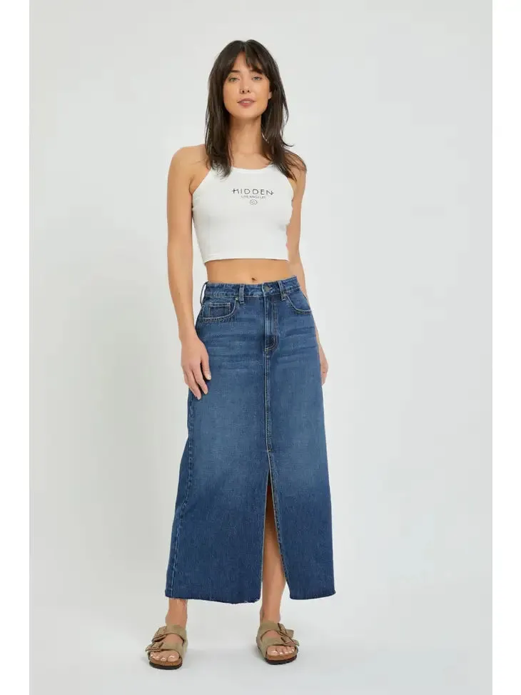 Maxi Denim Skirt Mid Blue Wash