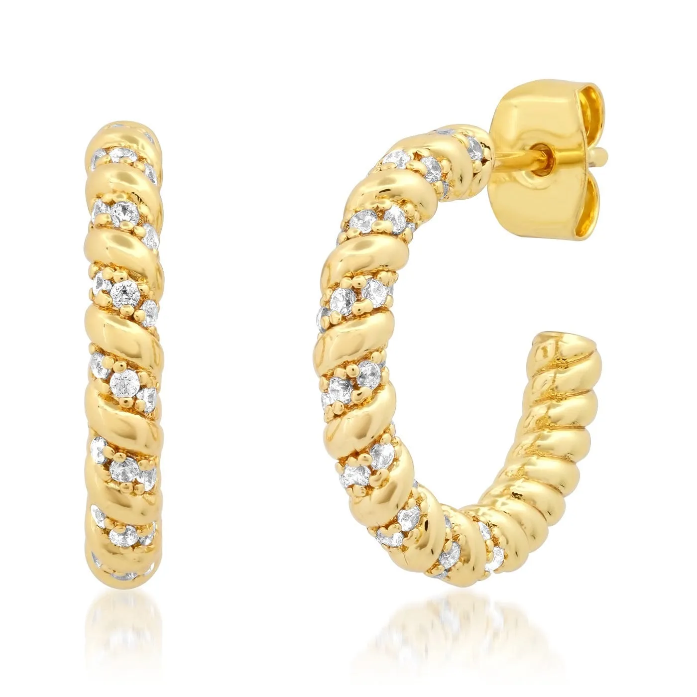 Medium Pave CZ Twist Hoops