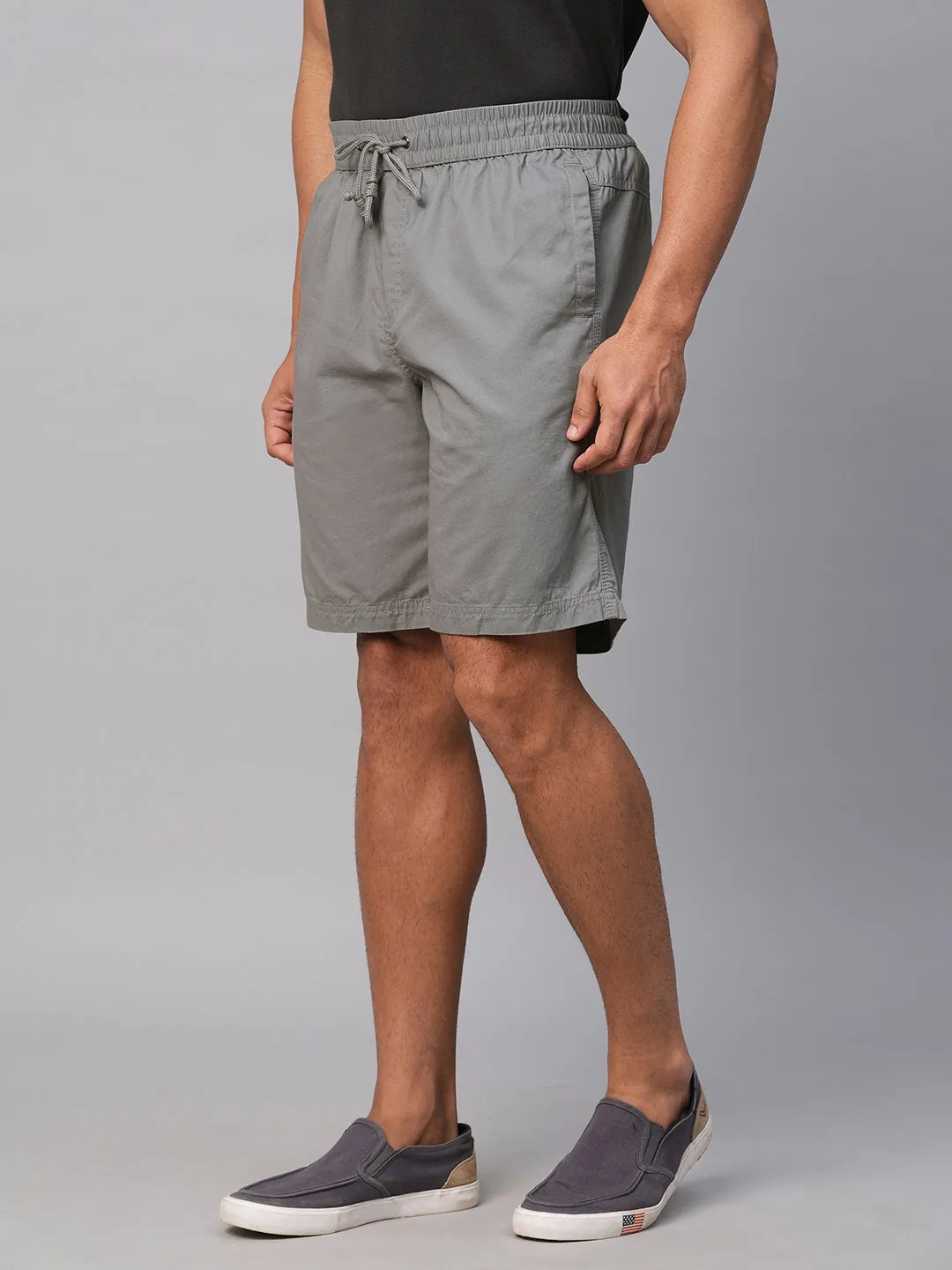 Men's Dark Grey Cotton  Regular Fit Shorts