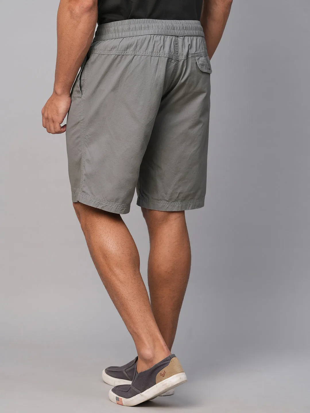 Men's Dark Grey Cotton  Regular Fit Shorts