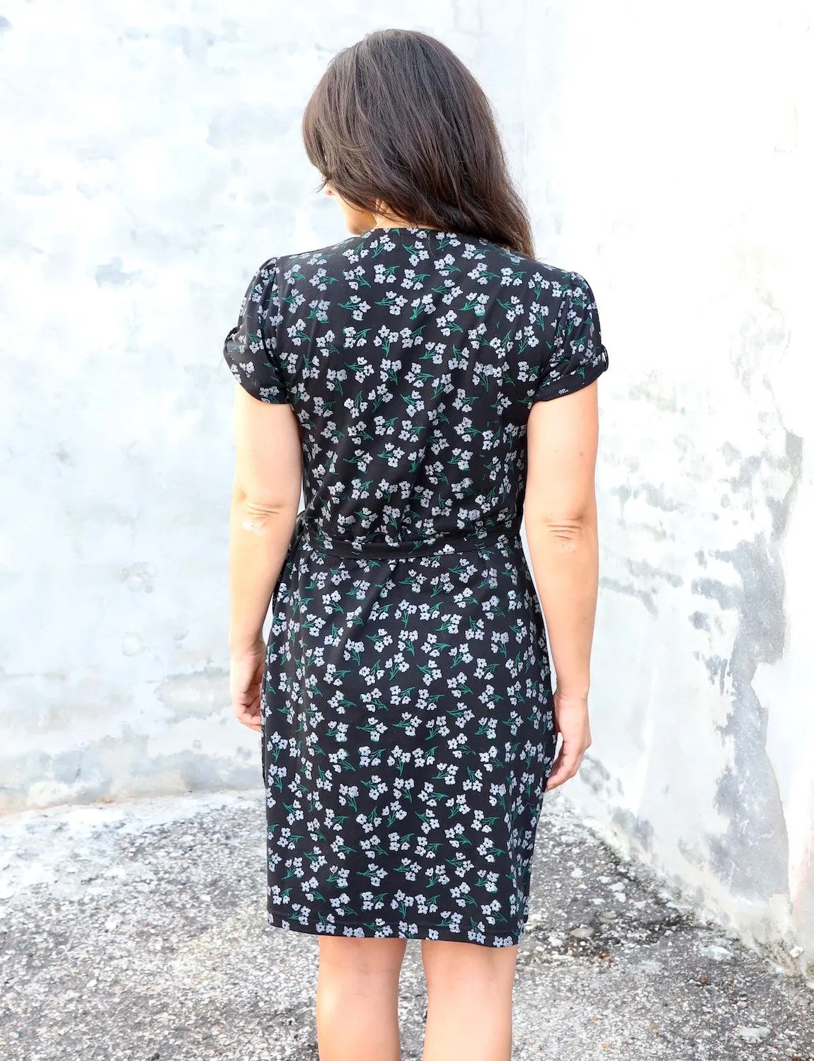 Midnight Blooms Organic Wrap Dress