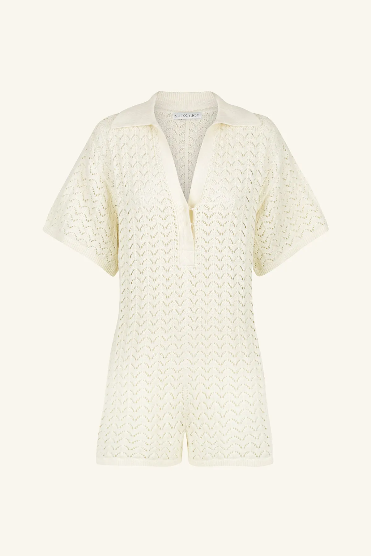 MIKALA CROCHET RELAXED PLAYSUIT - COCONUT