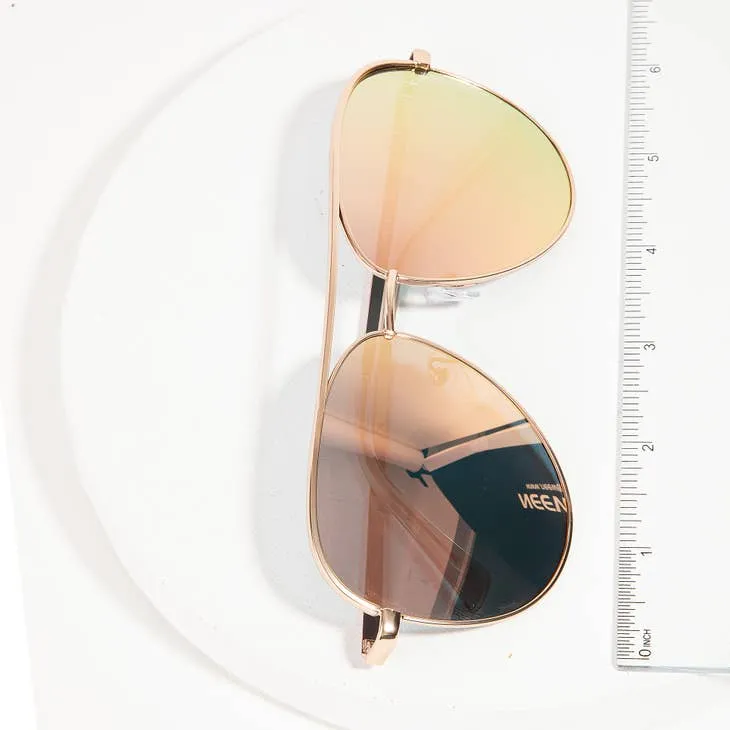 Mirrored Metal Frame Aviator Sunglasses