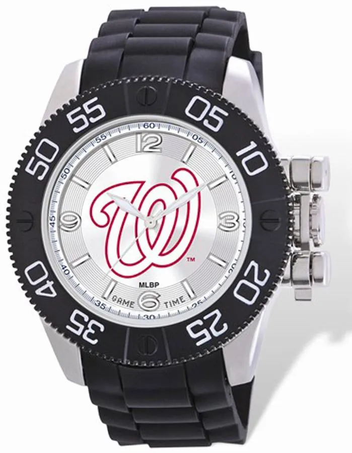 MLB Mens Washington Nationals Beast Watch - Color Logo Dial - Rubber Strap