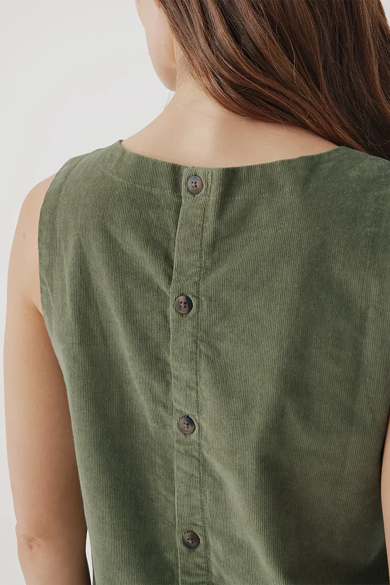 Modern Corduroy Button Back Tank