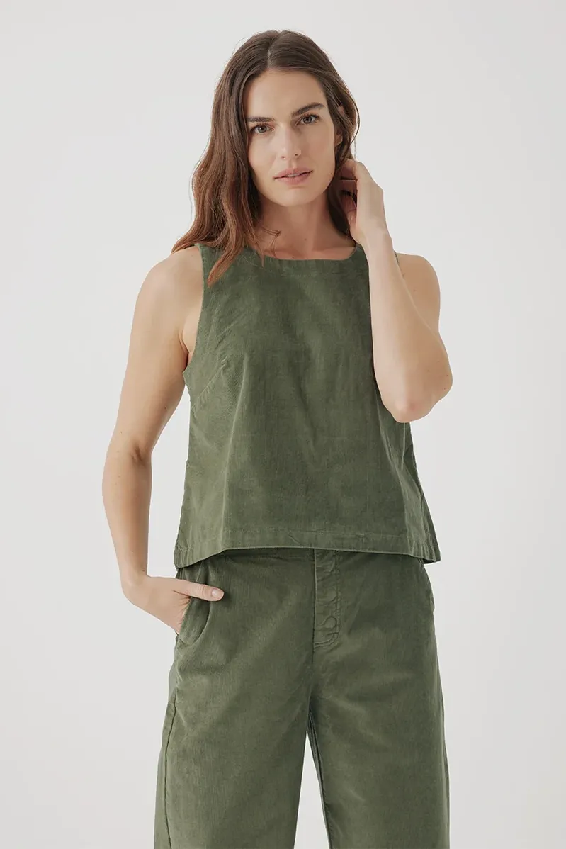 Modern Corduroy Button Back Tank